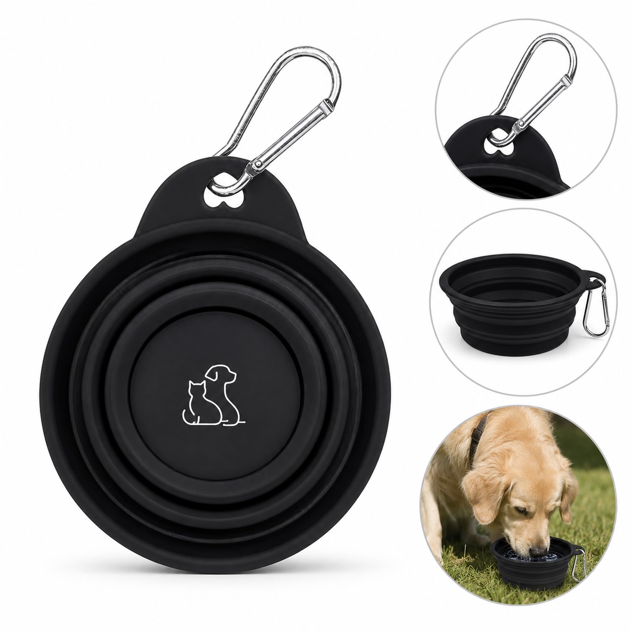 Round Folding Polypropylene Pet Bowl With Clip