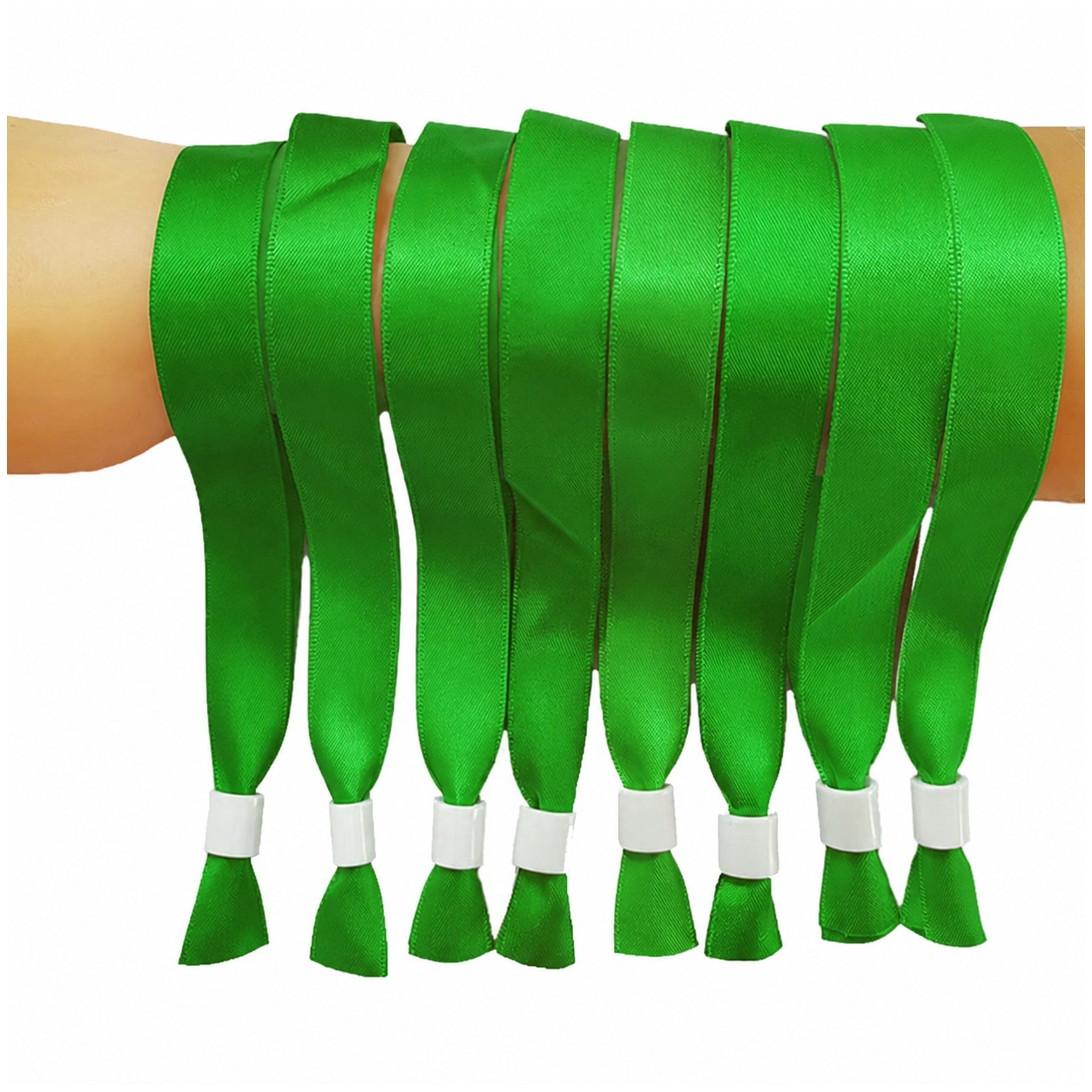 Polyester Ribbon Event Wristband — Green