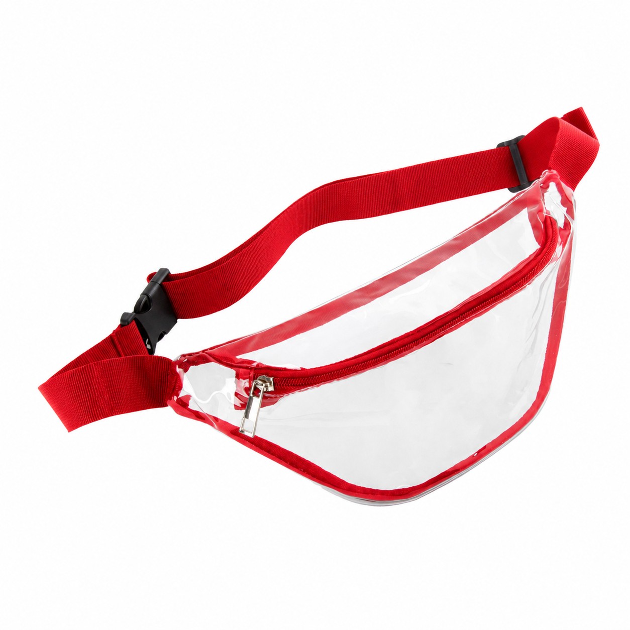 PVC Zippered Storage Fanny Pack — Red