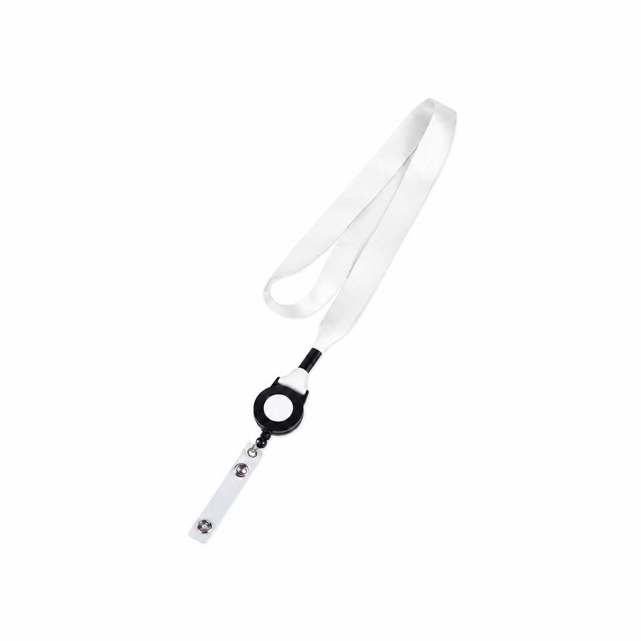 Plastic Crimp Badge Reel Lanyard — Clear White