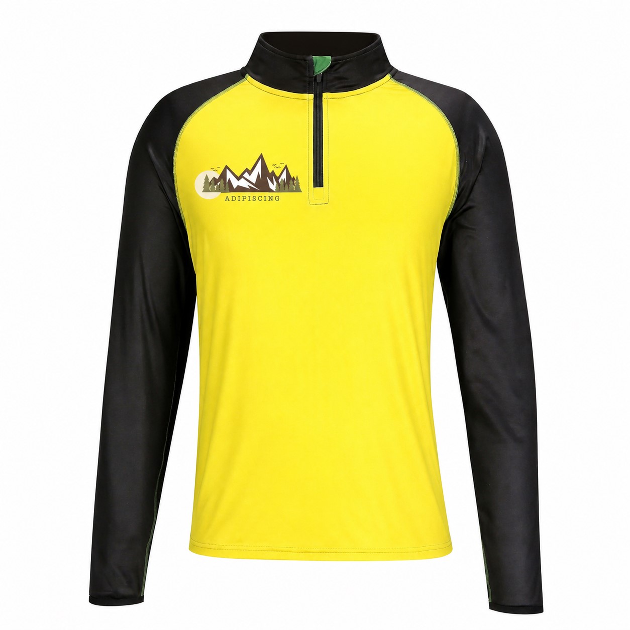 Quarter-Zip Neckline Raglan Sleeves Sweatshirt — Yellow