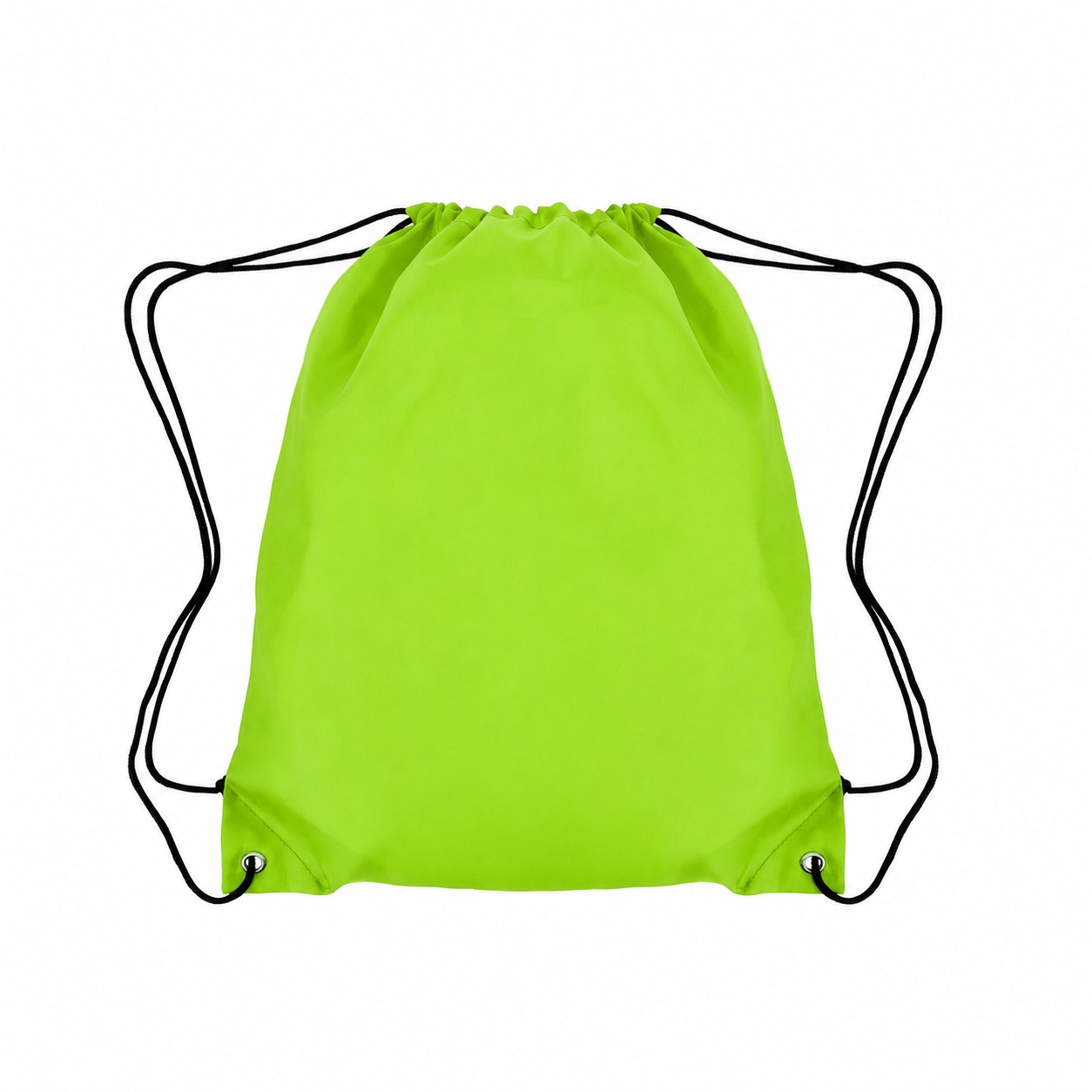 210D Polyester Grommet Detail Drawstring Bag — Lime Green