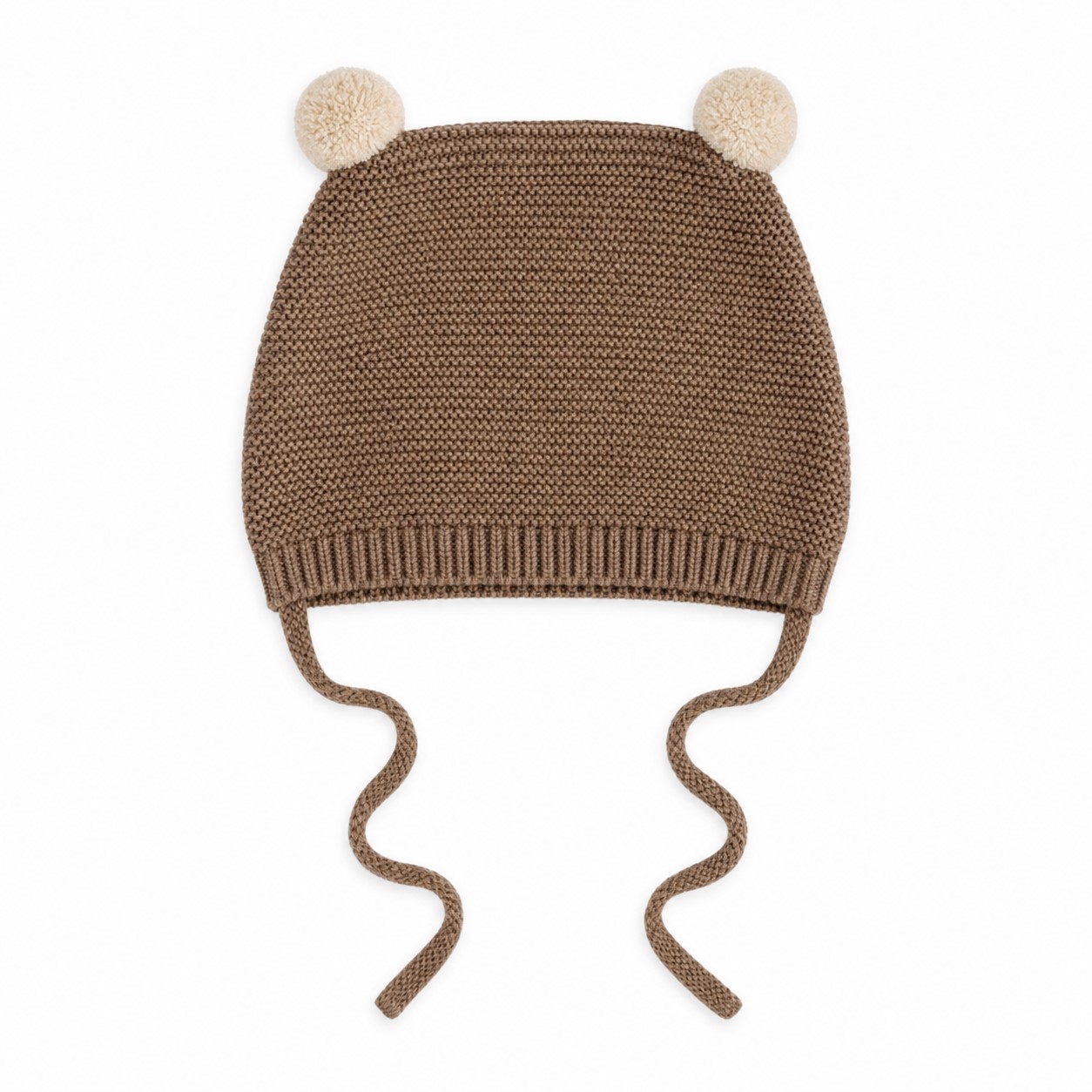 Polyester Baby Knit Hat With Chin Ties — view 2