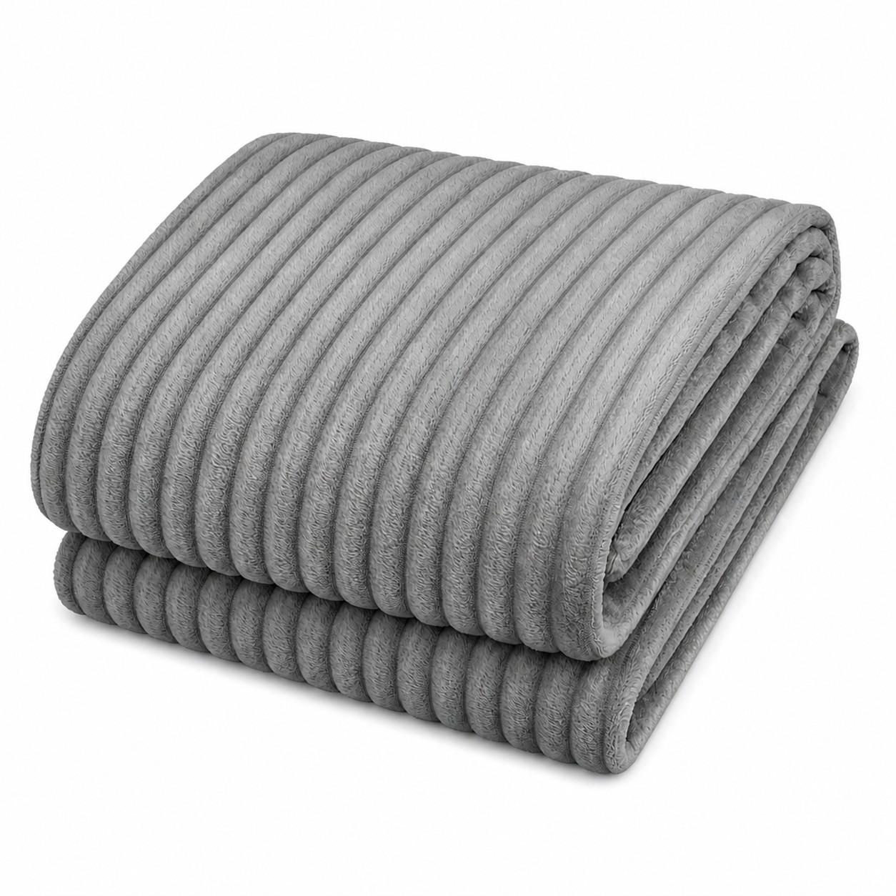 Ribbed Cashmere Flannel Blanket — Gray