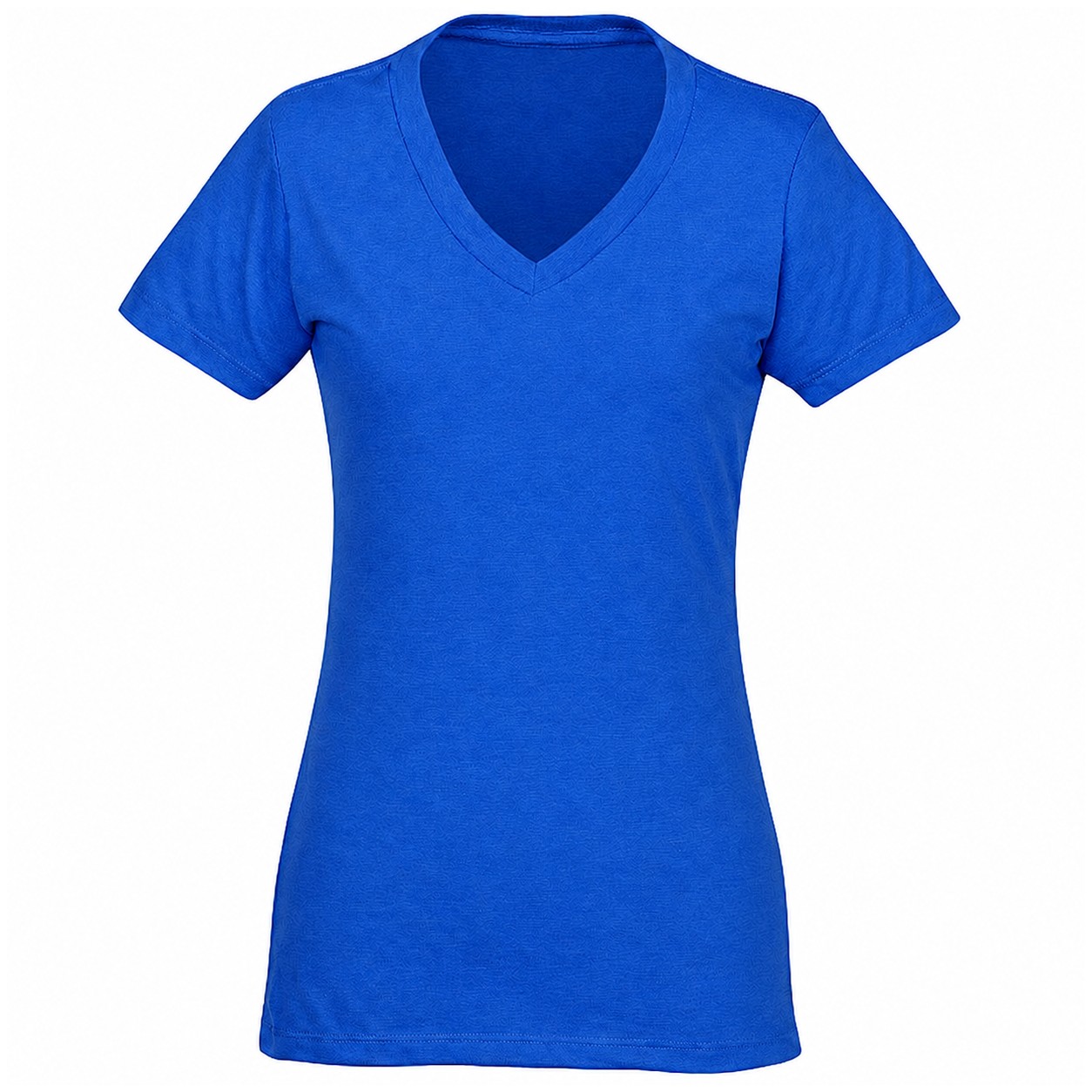 Ladies Cotton Polyester Blend V Neck Tee — Blue