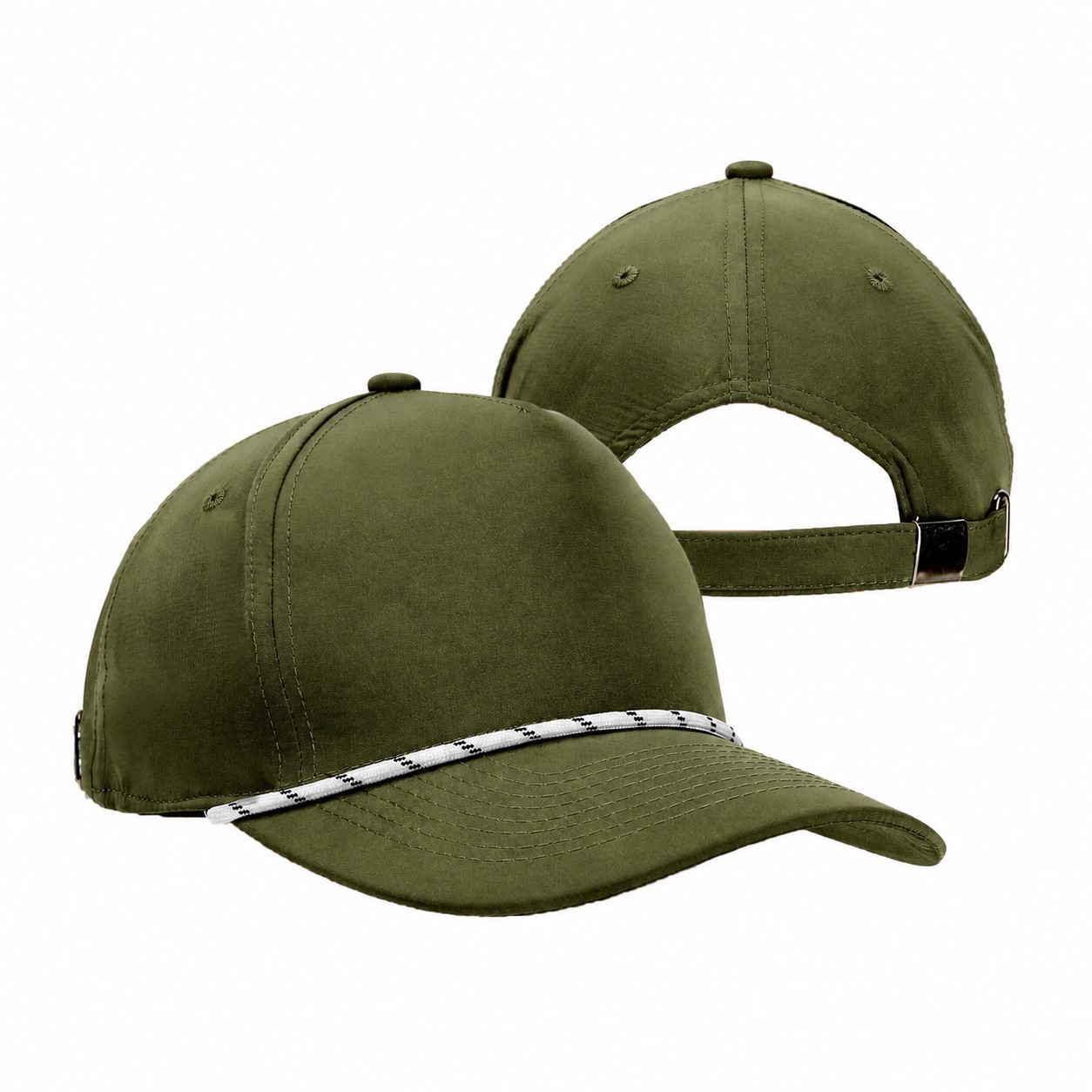 Polyester Adjustable Metal Buckle Cap — Olive Green