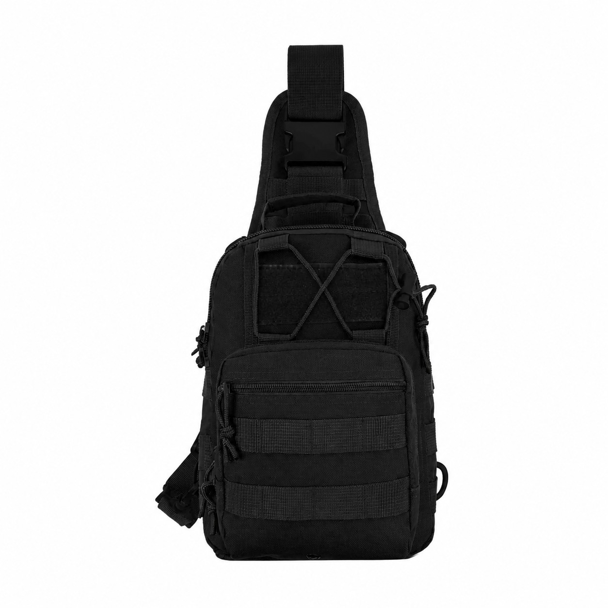 600D Polyester Crossbody Sling Bag — Black