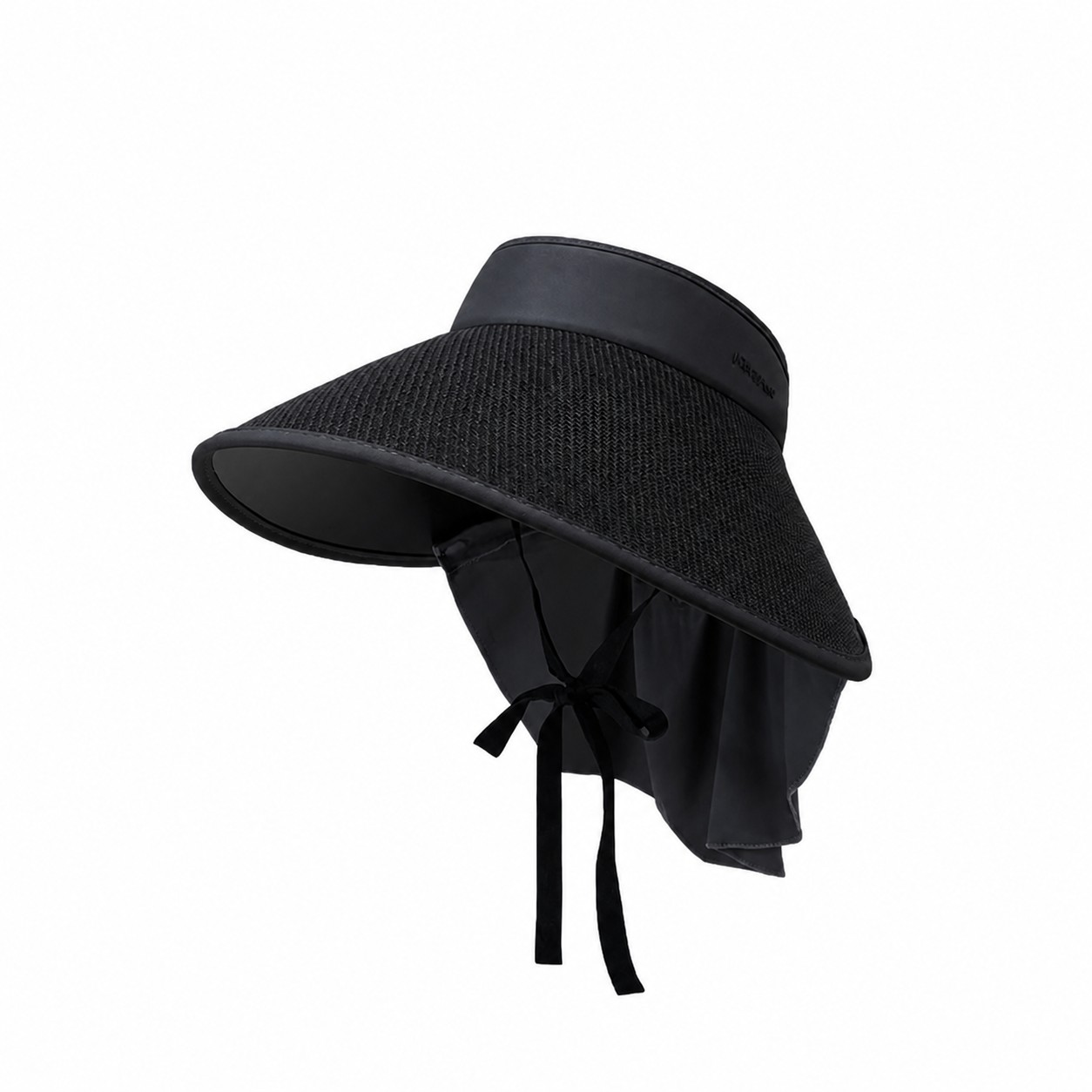 Wraparound Wide Brim Polyester Sun Visor — Black