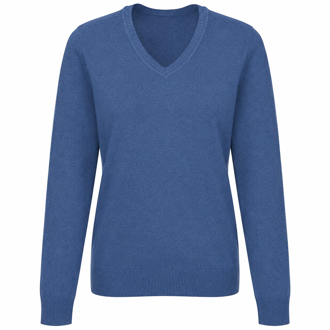 Ladies Cotton Blend V Neck Sweater — view 2