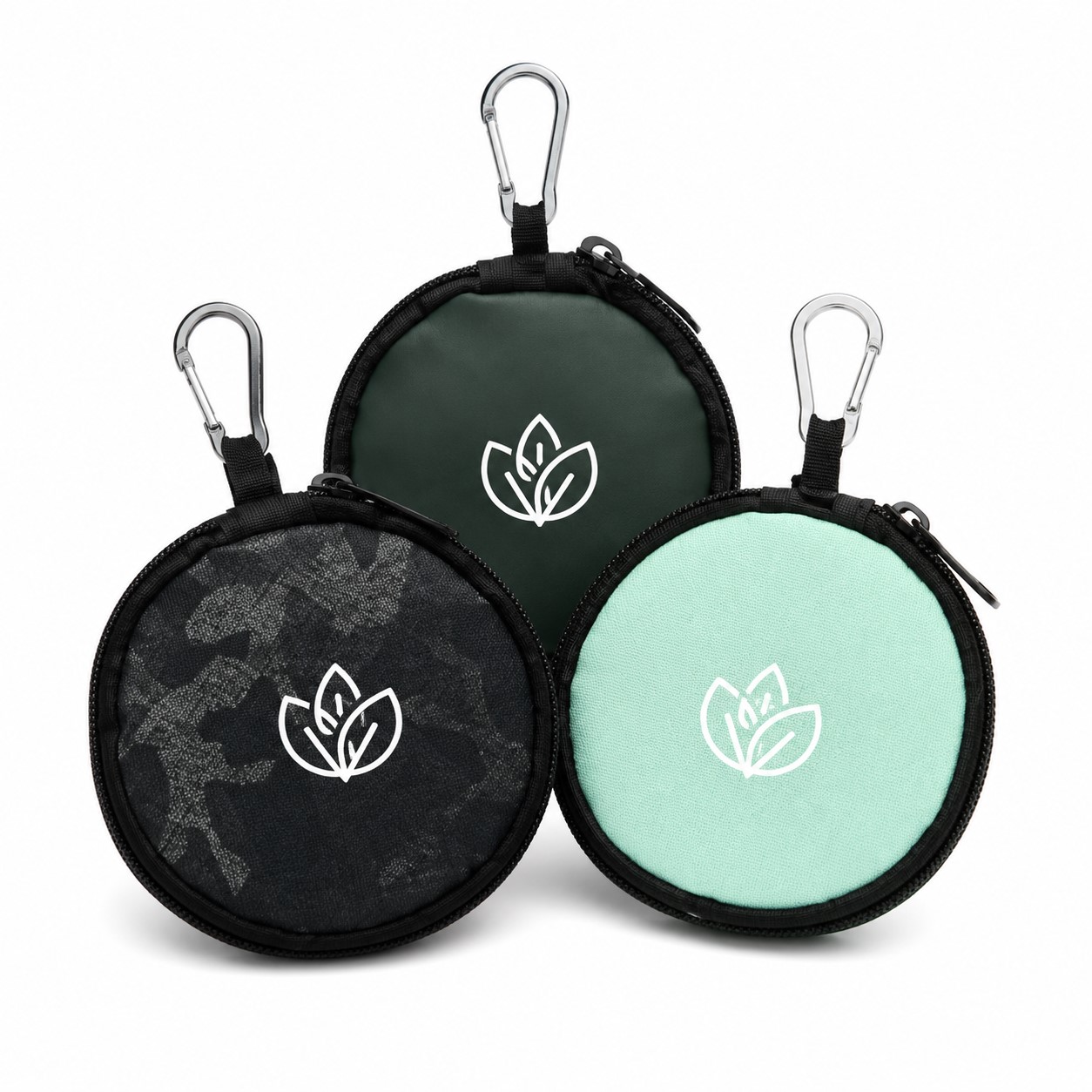 Round Fabric Golf Ball Pouch With Hook