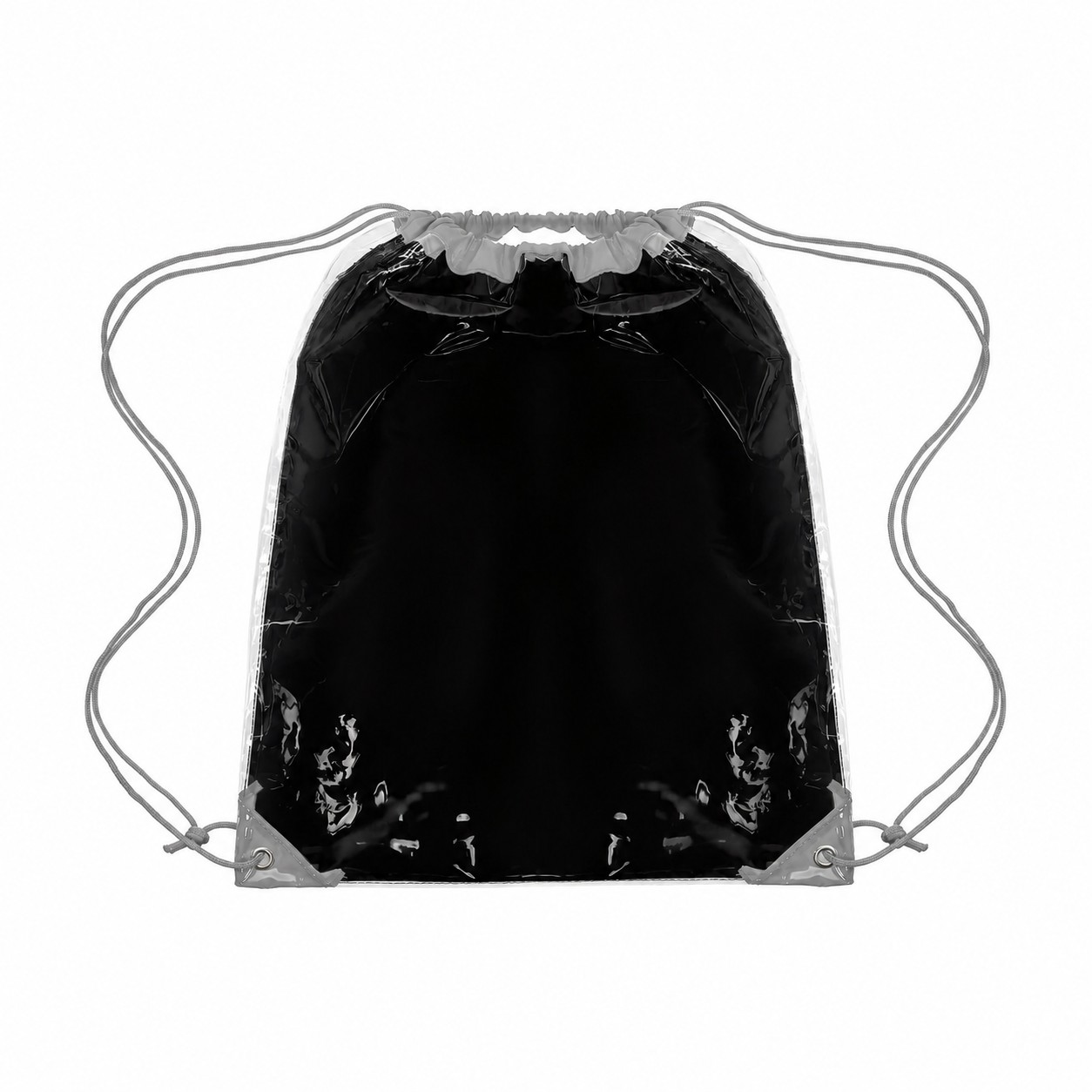 Clear PVC Drawstring Bag — Black