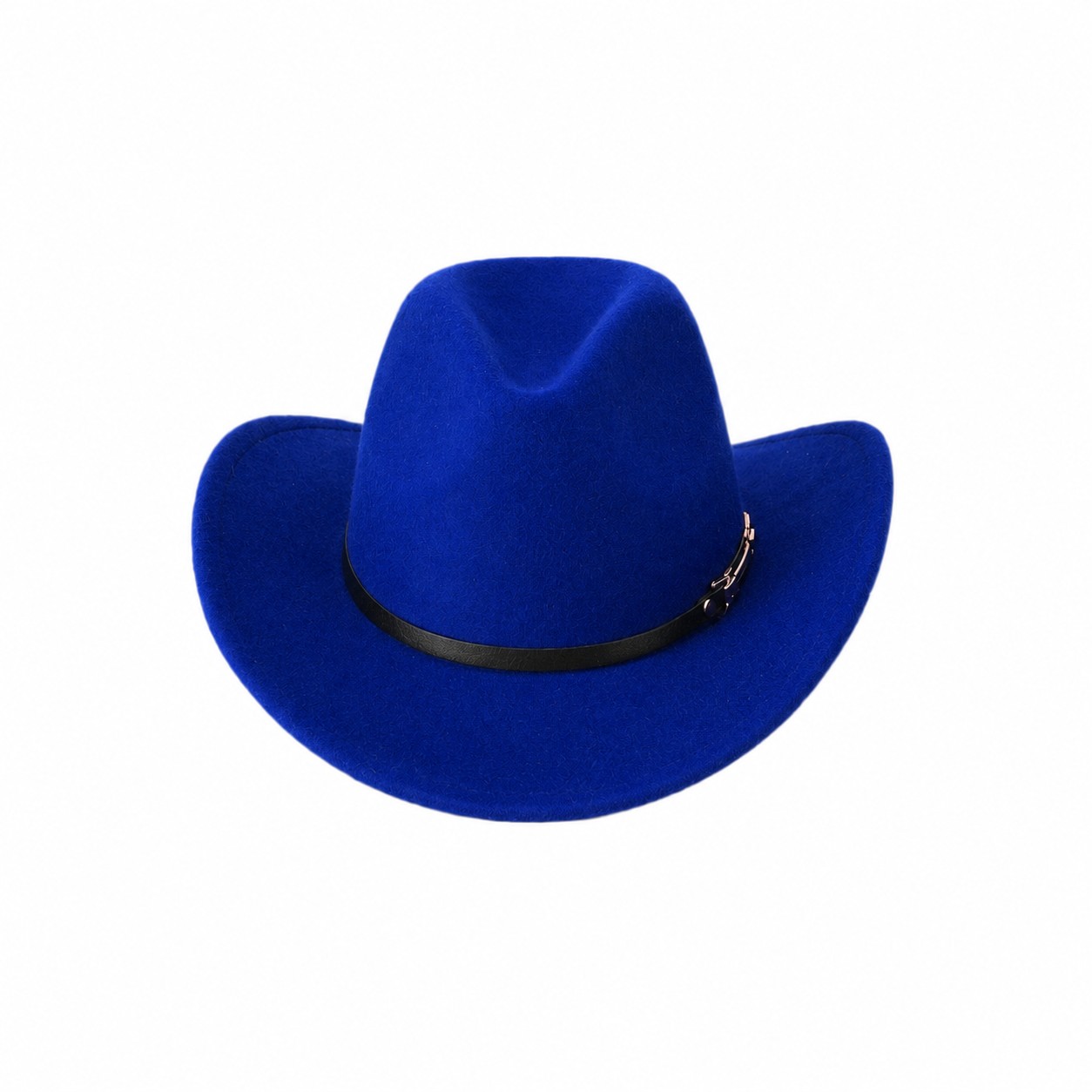 Buckle Trim Polyester Cowboy Hat — Royal Blue