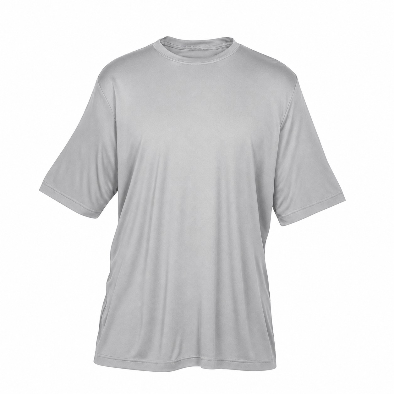 Polyester Performance Crewneck Tee — Silver