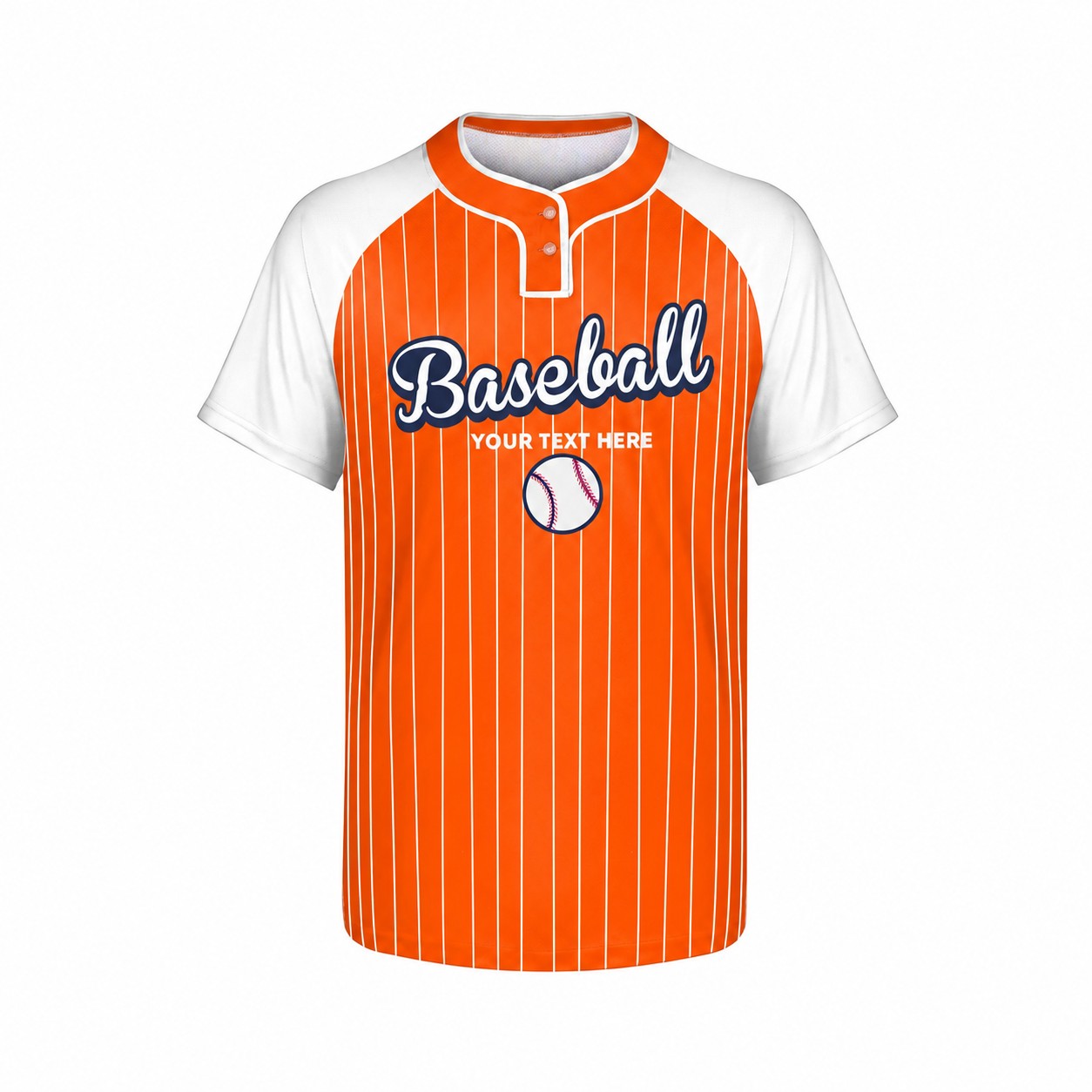 Two-Button Polyester Baseball Jersey — Orange