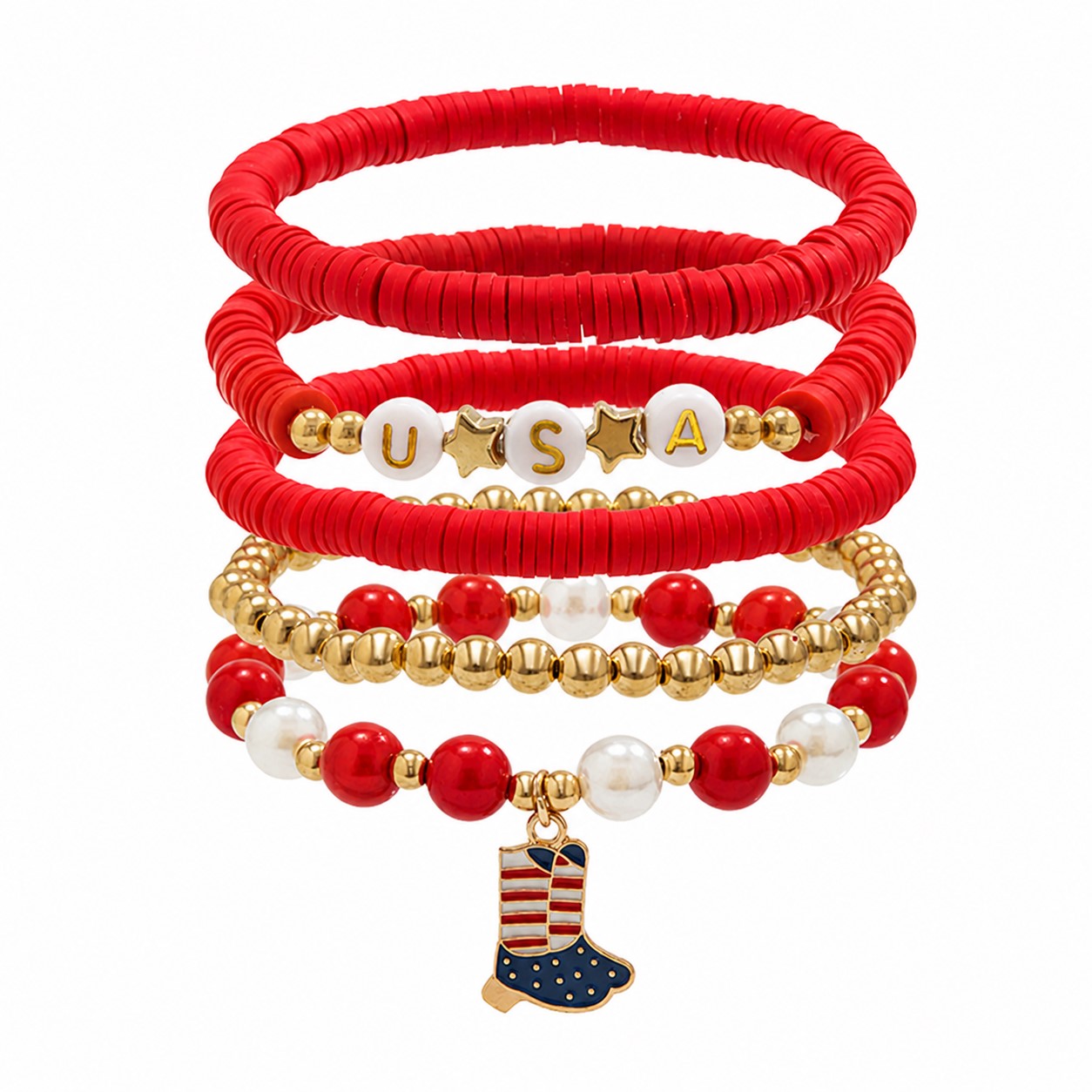 Five Piece Patriotic Bracelet Stack — view 5