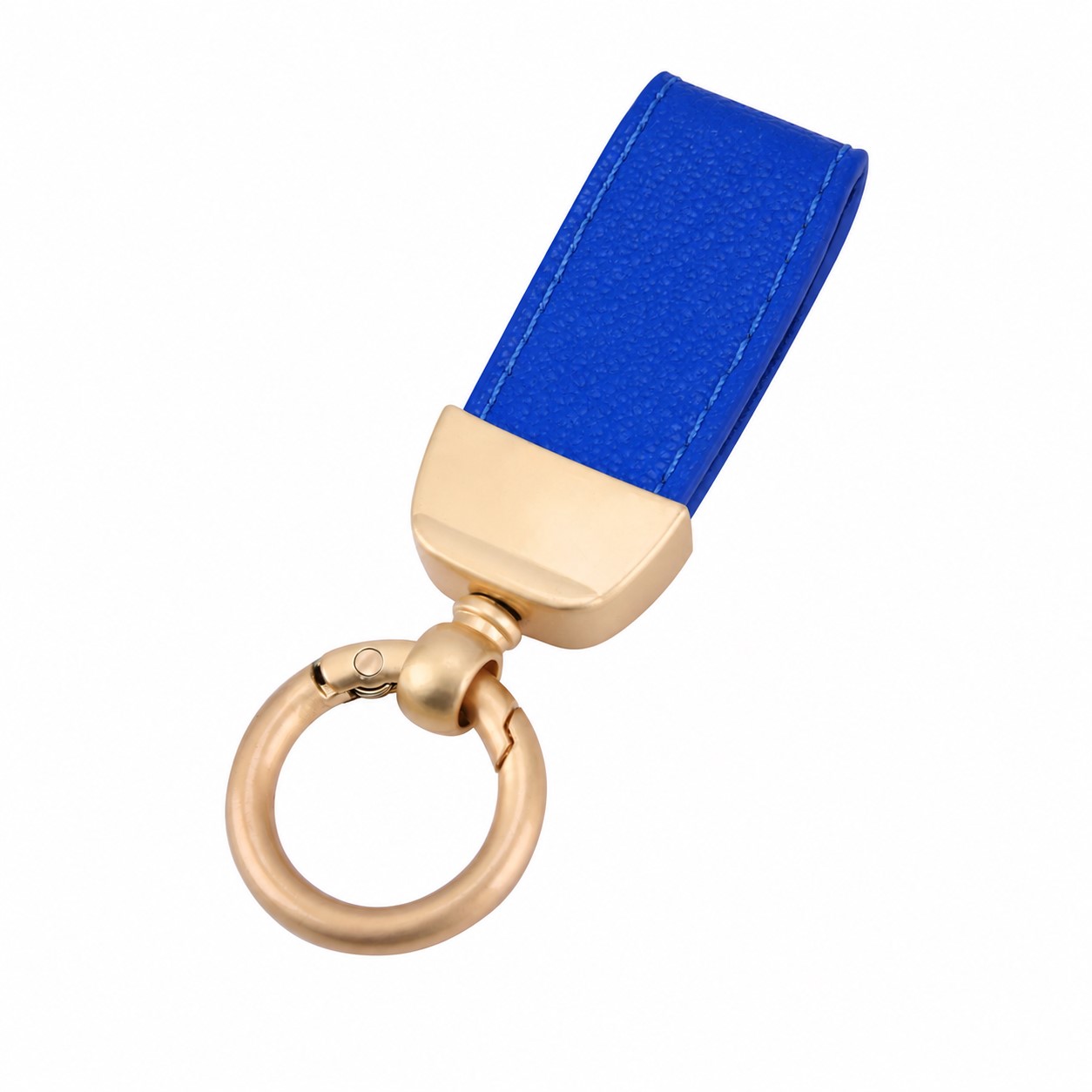 Detachable PU Strap Keychain Ring — Blue