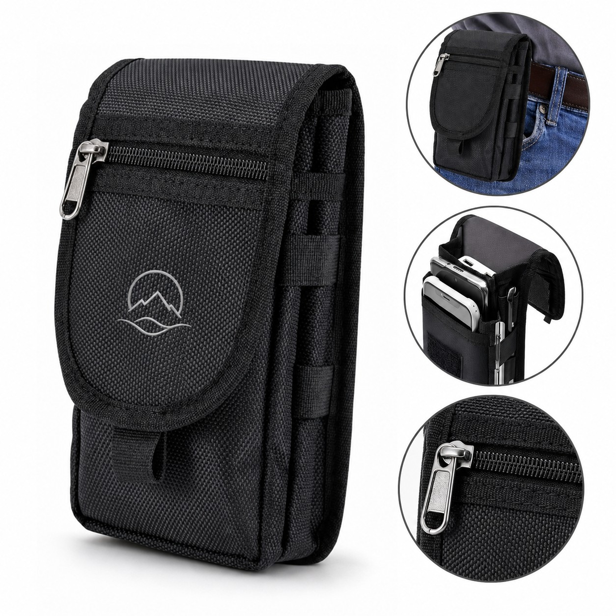 Three Compartment Oxford Belt Phone Pouch — view 1
