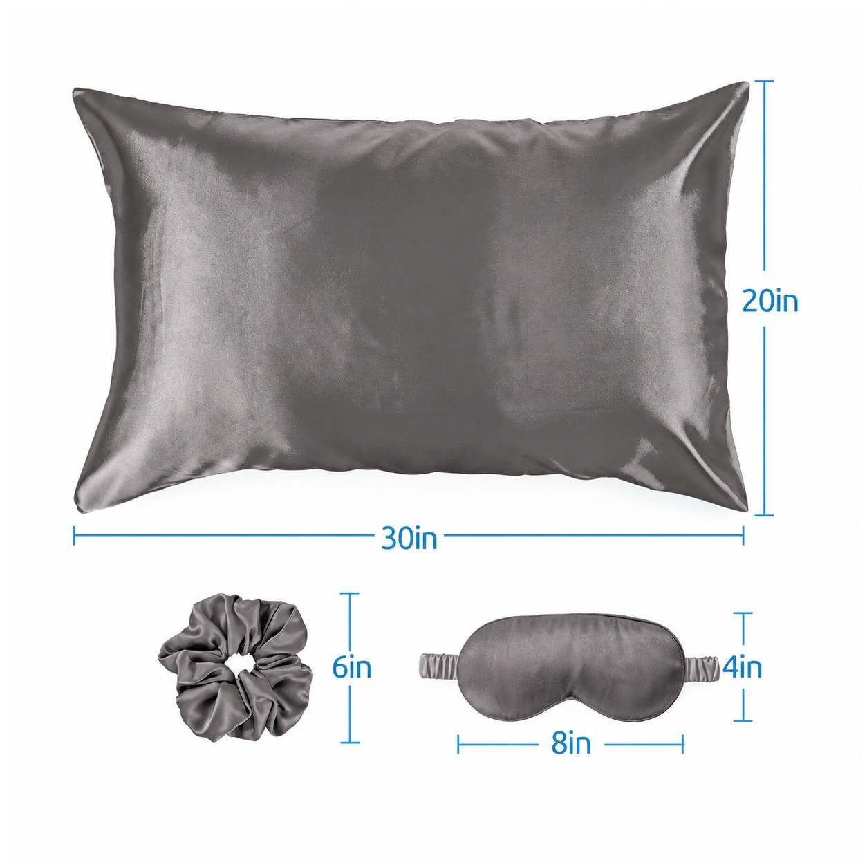 Satin Sleep Set With Pillowcase — Pewter Gray