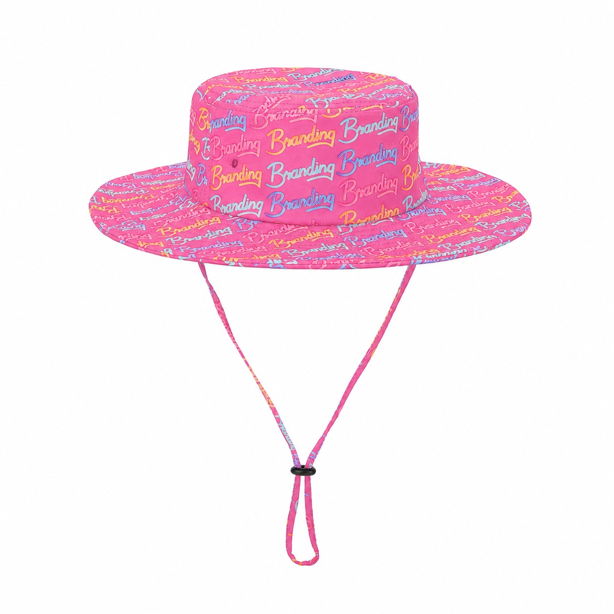 Wide-Brim Polyester Bucket Hat — Pink