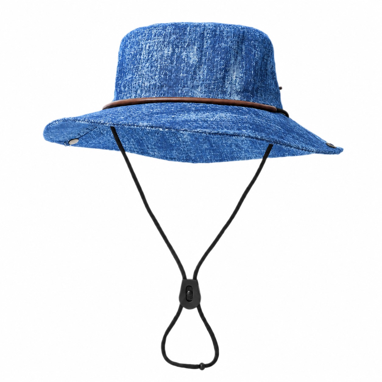 Washed Denim Bucket Sun Hat — Blue