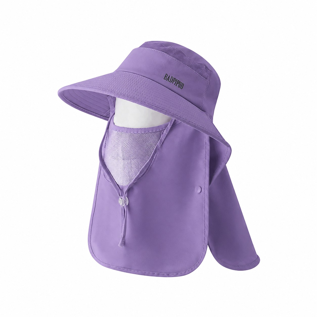 Polyester Sun Hat With Neck Drape — Purple