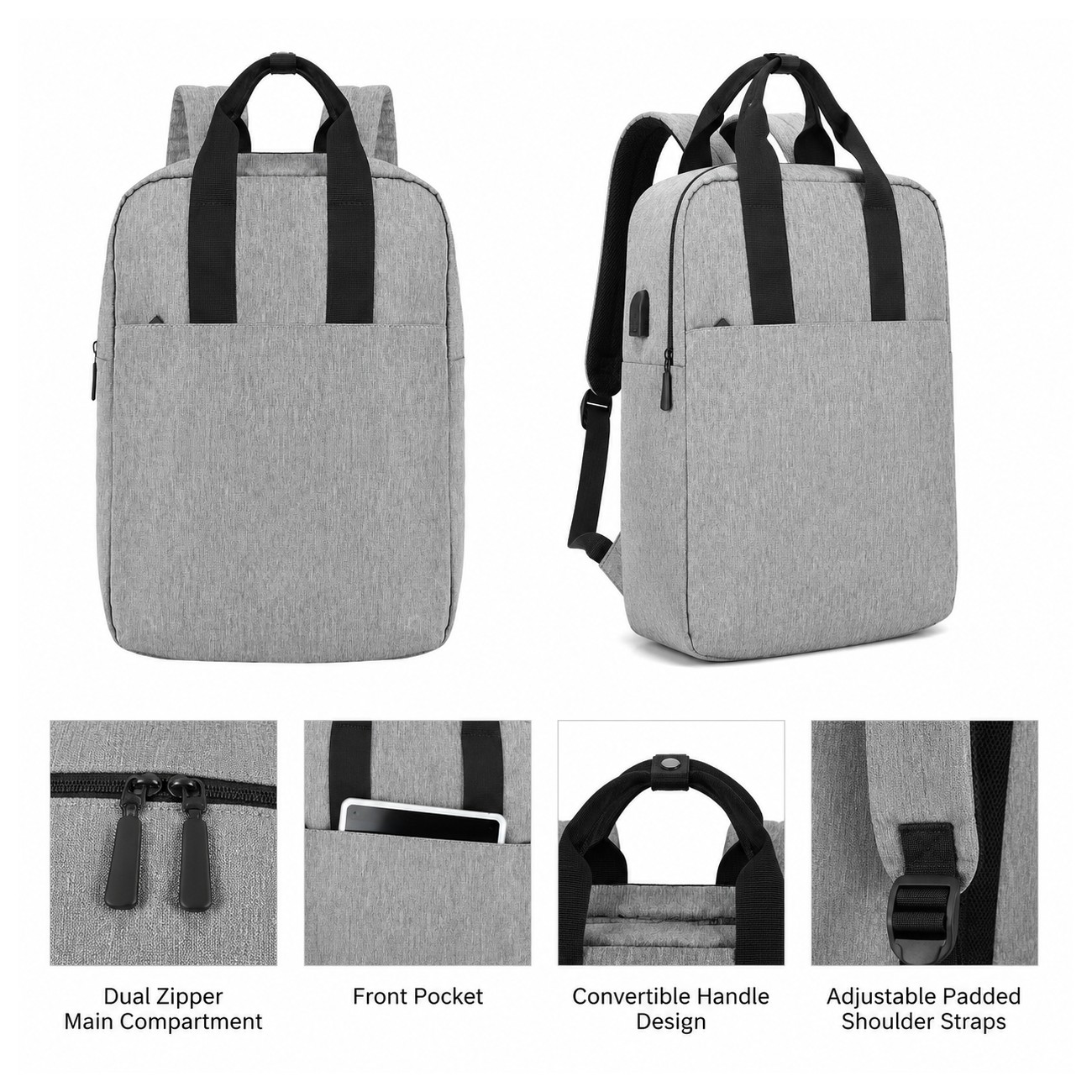 11 8" Gray Laptop Backpack