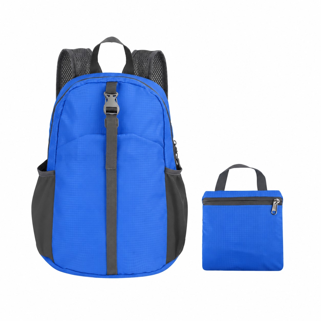 400D Ripstop Polyester Front Pocket Backpack — Blue