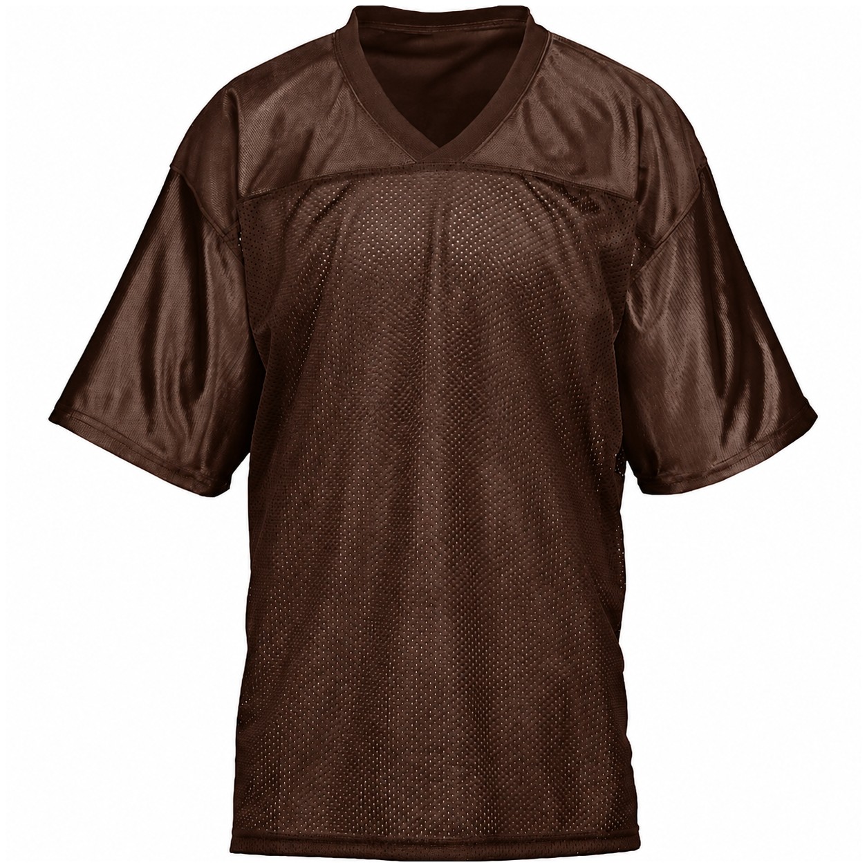 Polyester Mesh V Neck Football Jersey — Brown