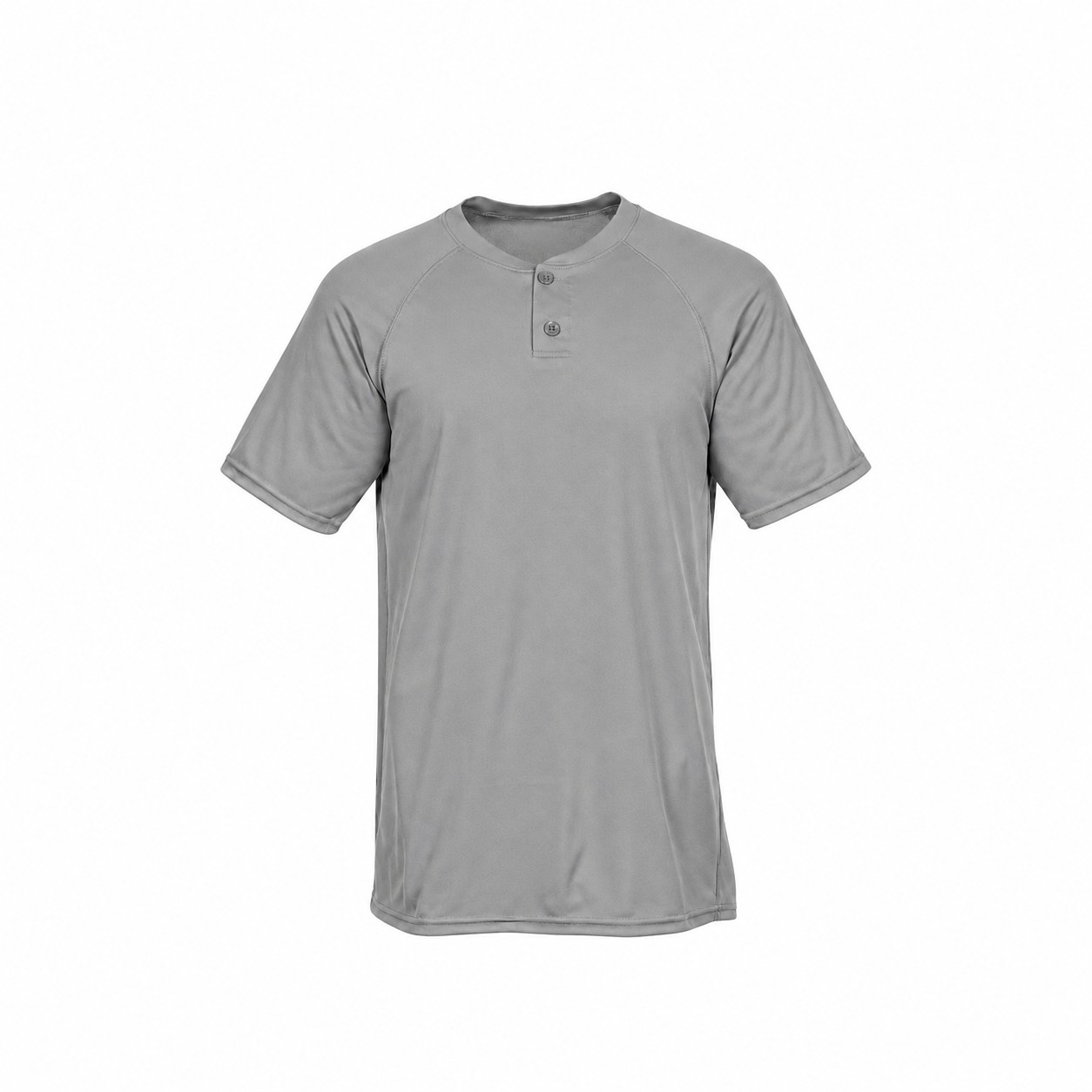 Polyester Two Button Baseball Jersey — Gray