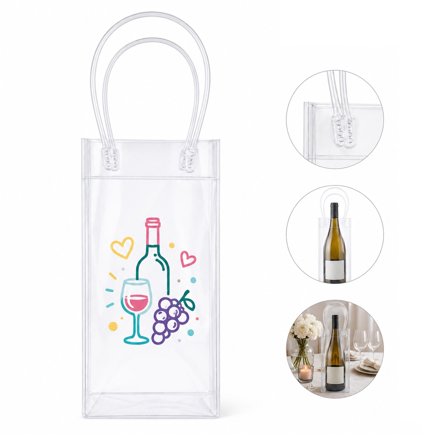 Transparent PVC Single Bottle Wine Bag