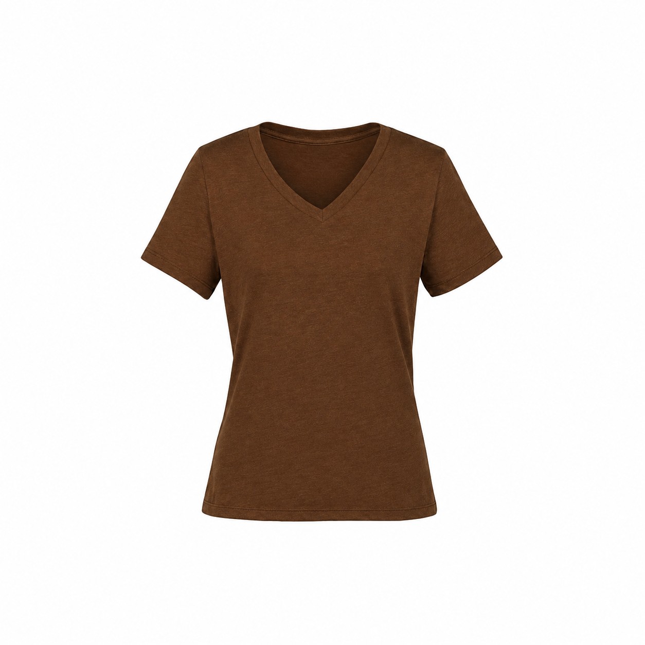 Ladies Heather Blend V Neck Tee — Brown