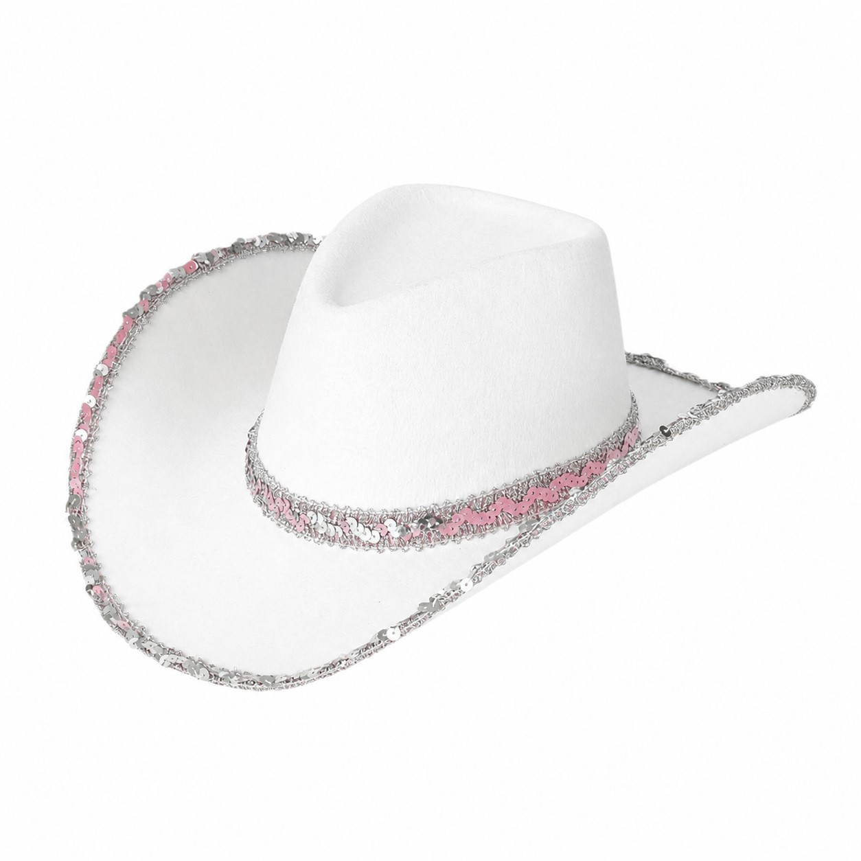 Polyester Sequin Cowboy Hat — White