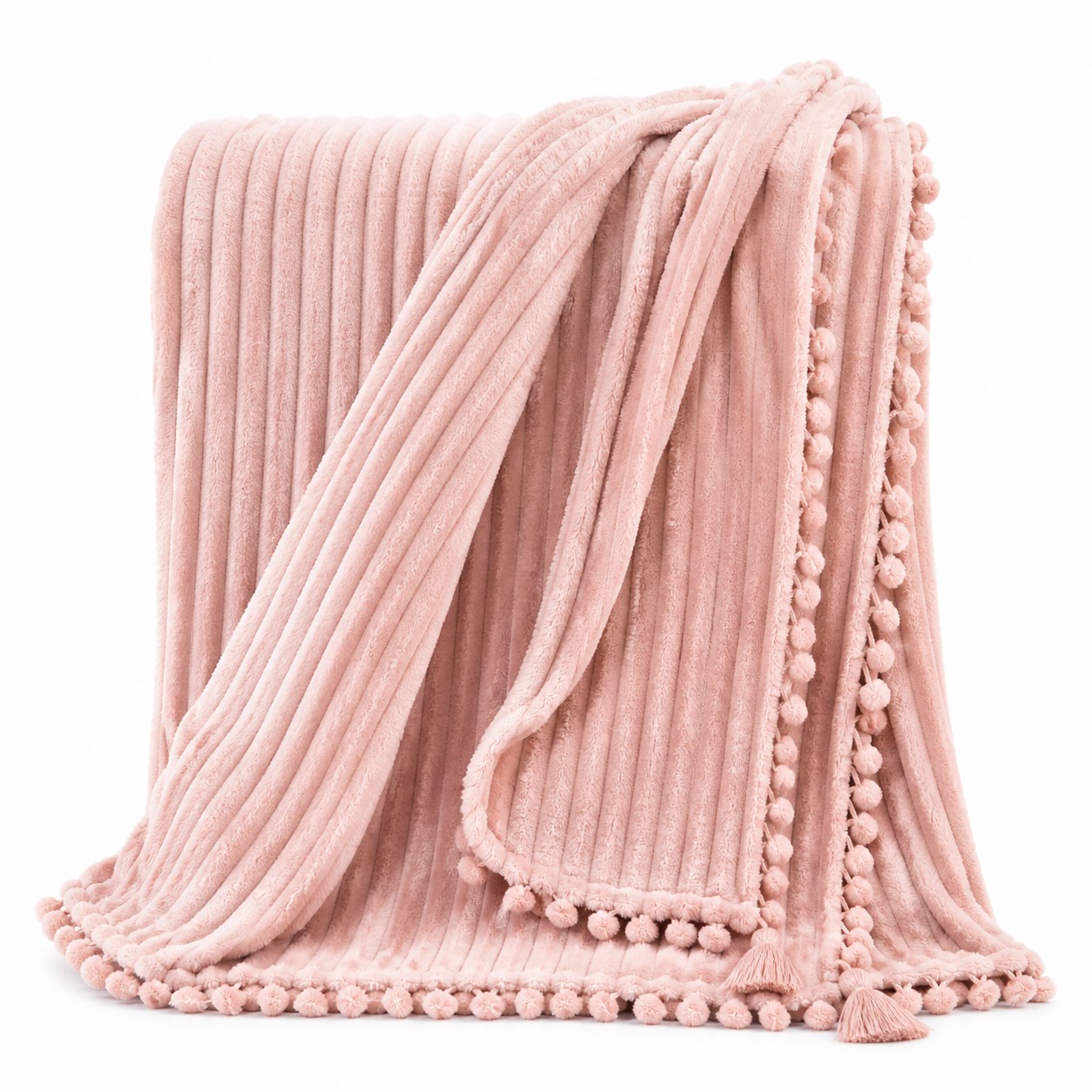 Oversized Ribbed Flannel Throw Blanket — view 2