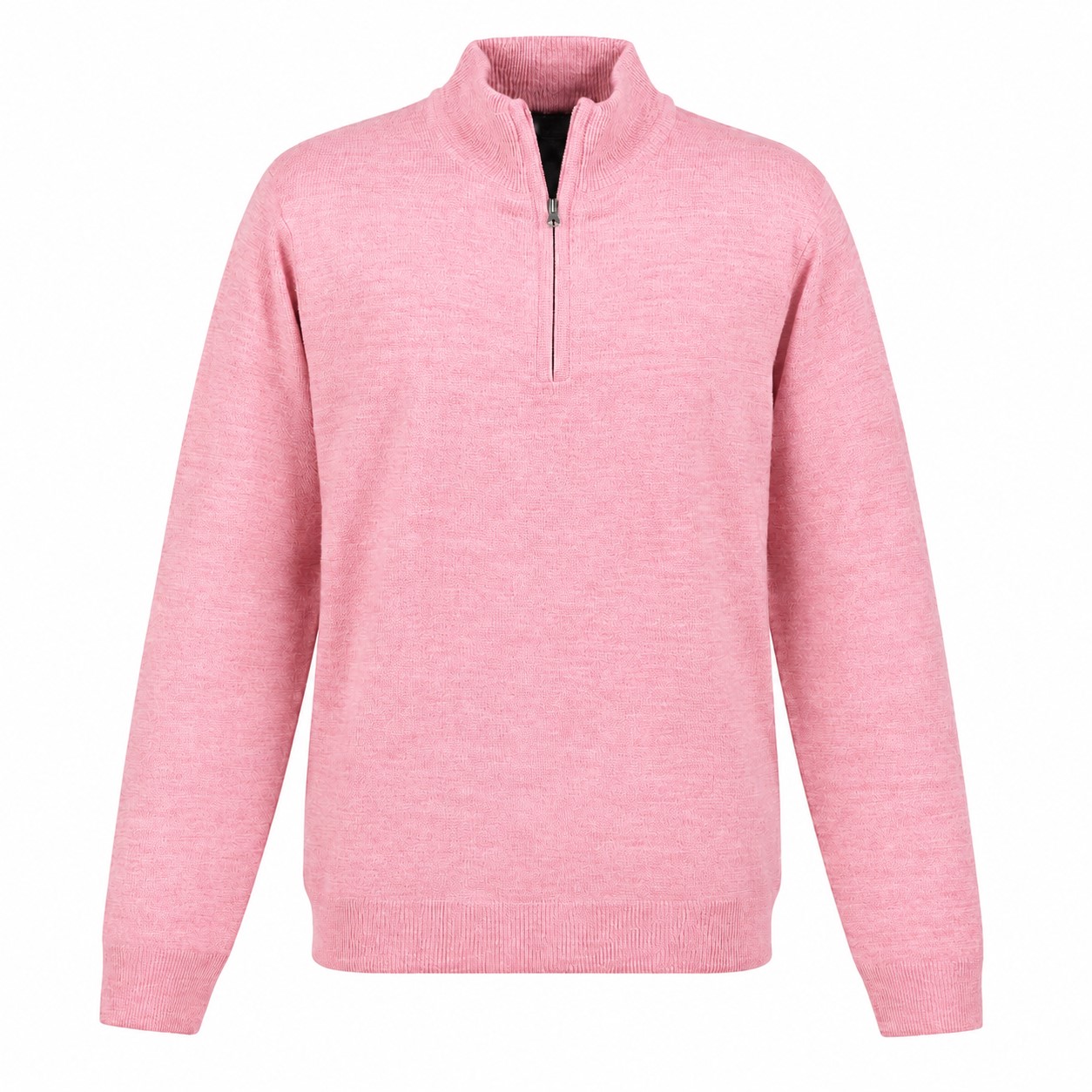 Acrylic Jersey Knit Quarter-Zip Sweater — Pink