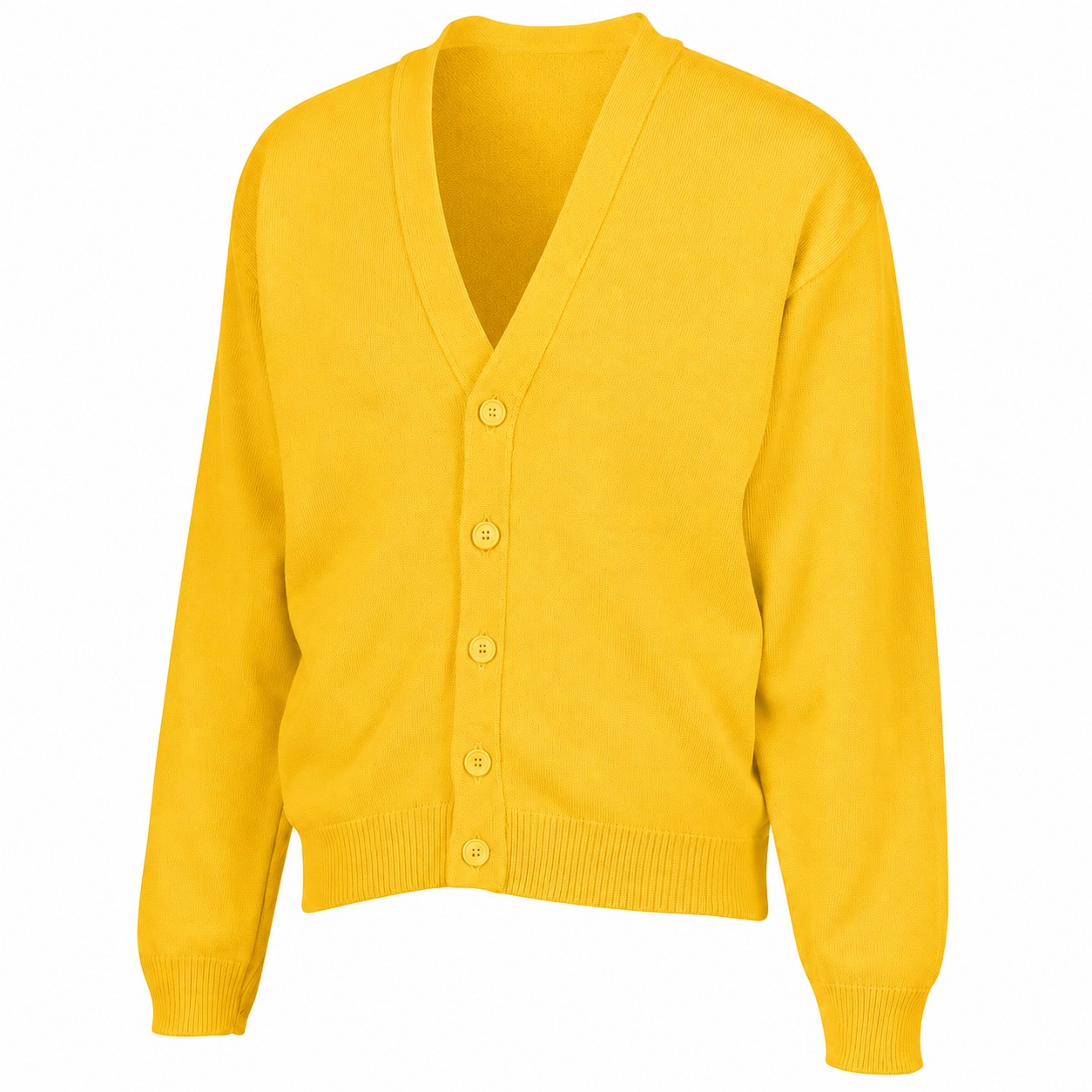 Men's Acrylic V Neck Cardigan — Yellow