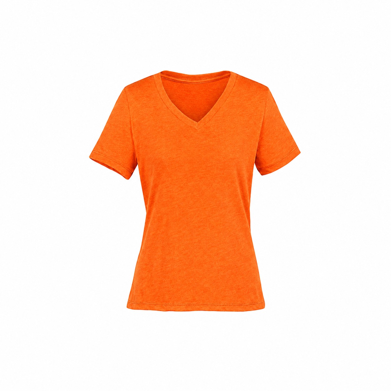 Ladies Heather Blend V Neck Tee — Orange