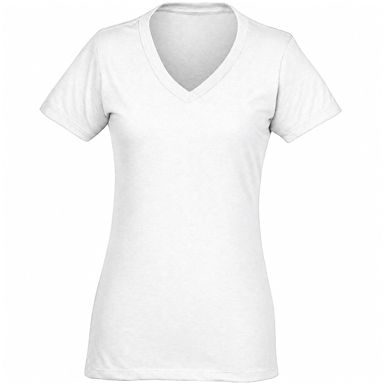 Ladies V Neck Cotton Polyester Tee — White