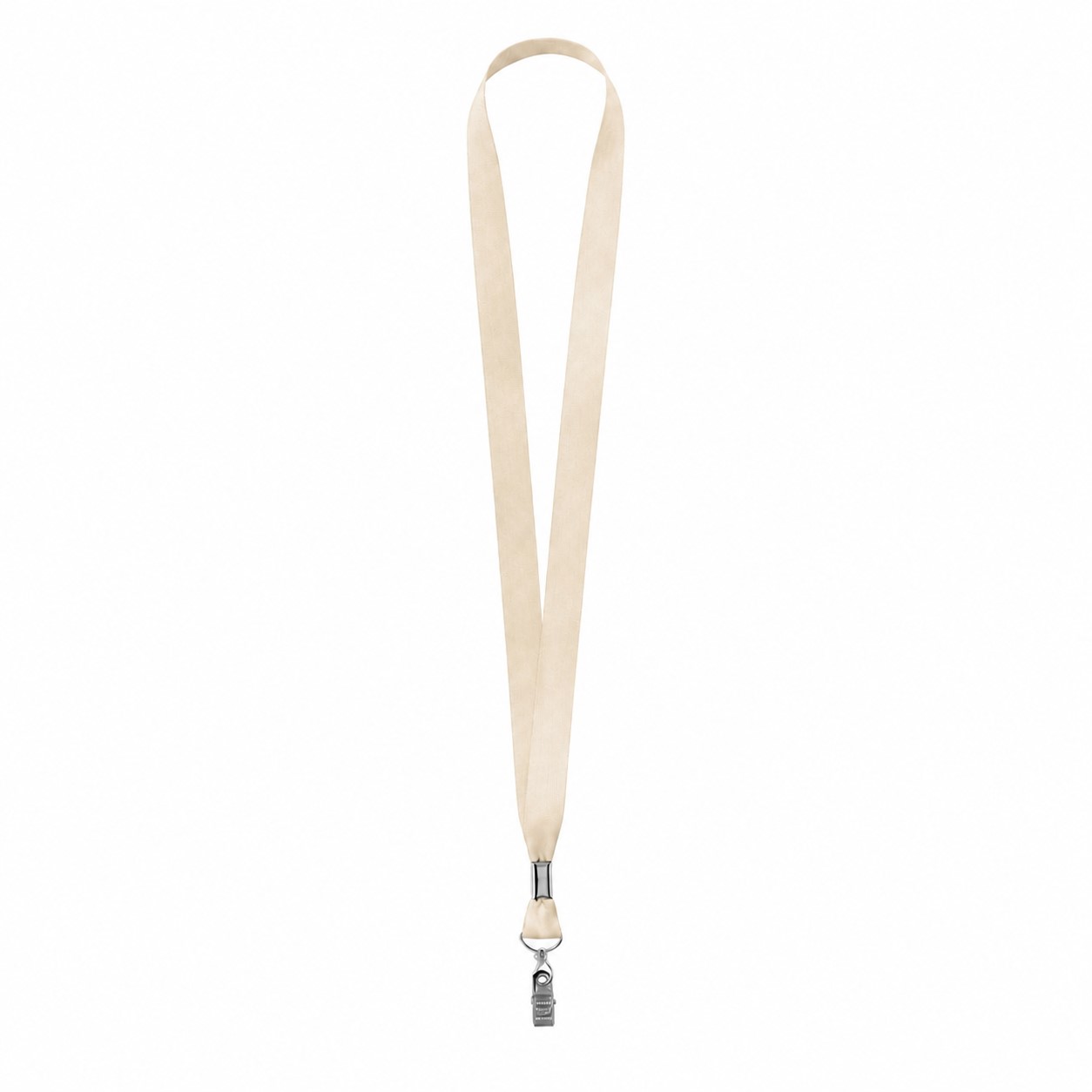 Polyester Lanyard With Bulldog Clip — Natural Beige
