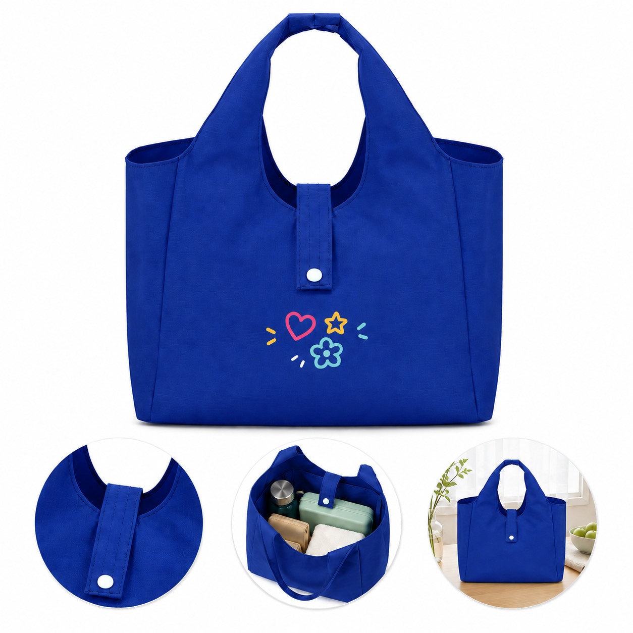 Wide Handle Waterproof Polyester Shopper Tote