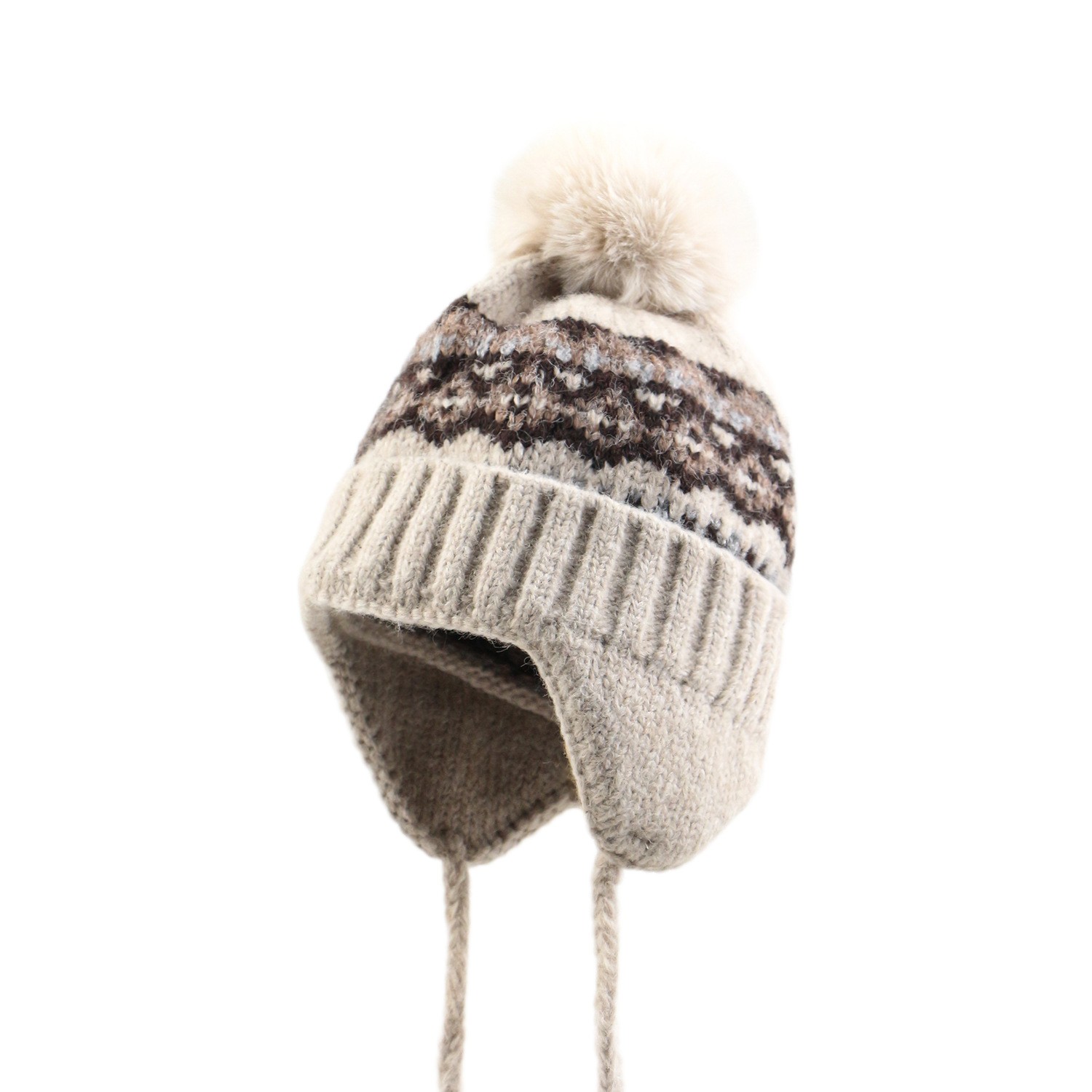 Polyester Earflap Pom Beanie — view 2