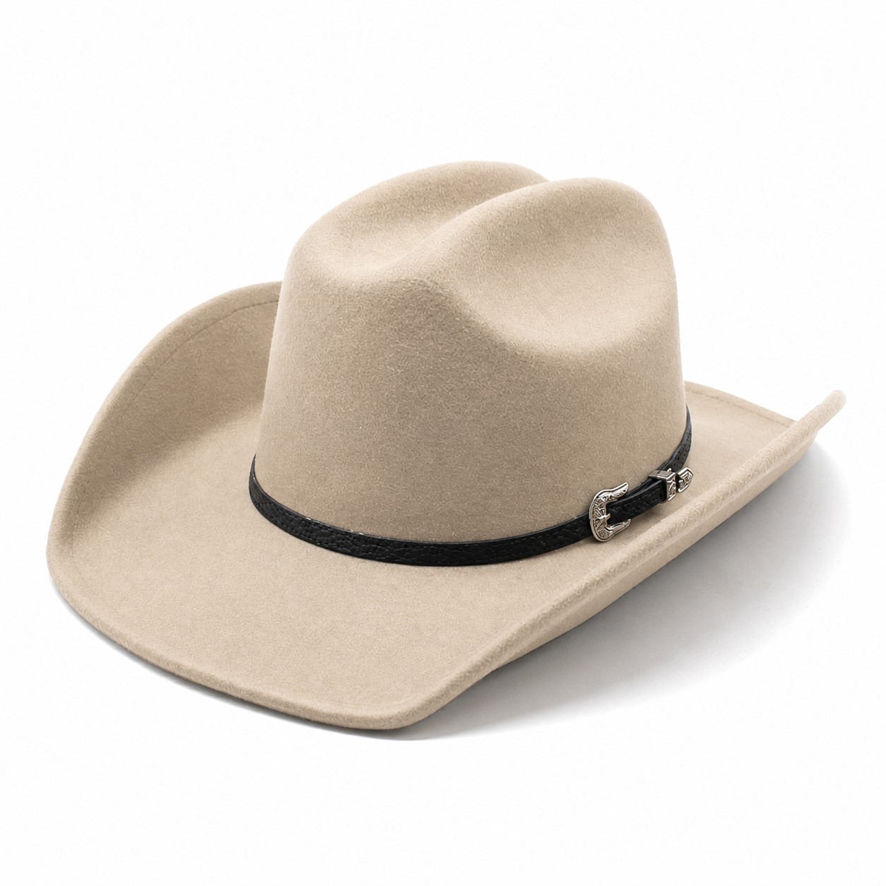 Polyester Band Trim Cowboy Hat — Beige