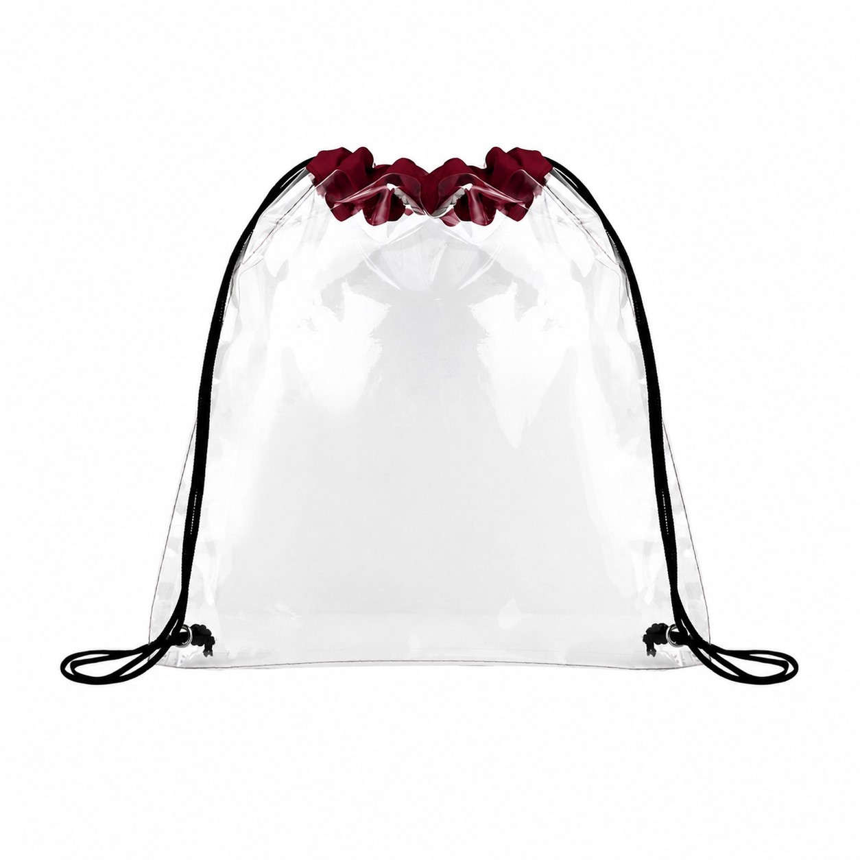 PVC Metal Grommets Drawstring Bag — Burgundy Red