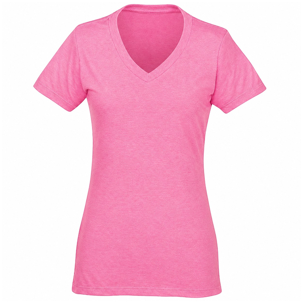 Ladies Cotton Polyester Blend V Neck Tee — Pink