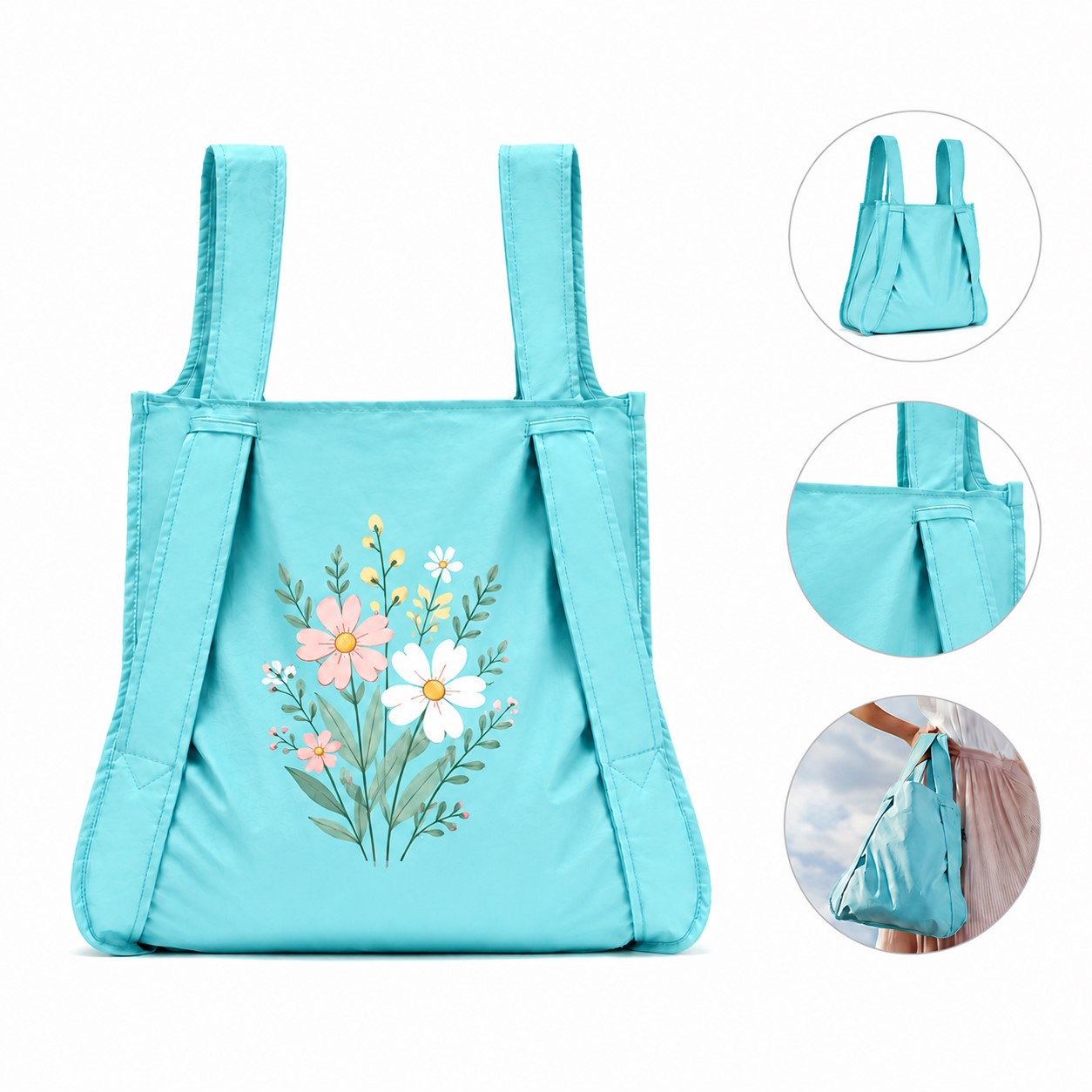 Convertible Backpack Tote With Wide Straps