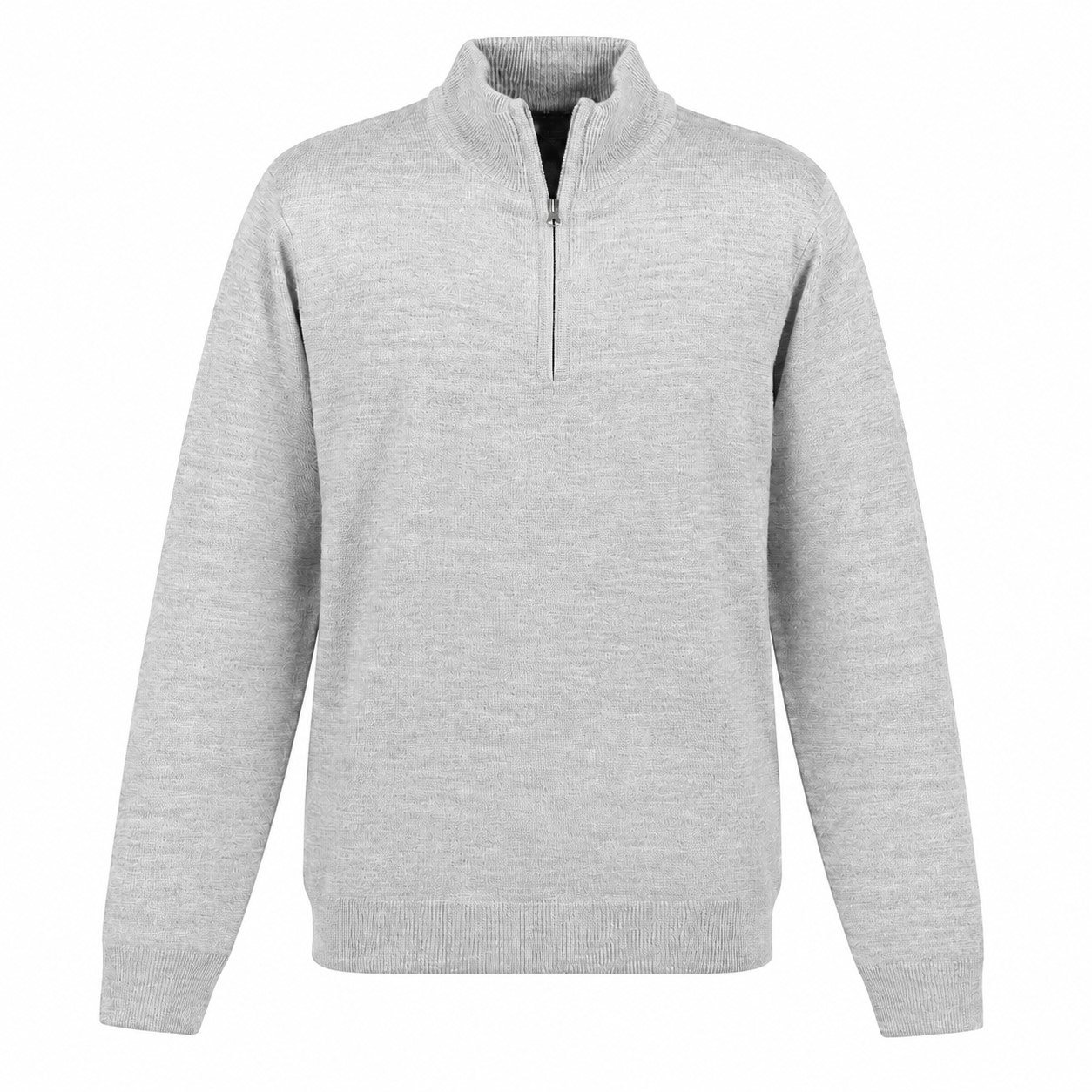 Acrylic Jersey Knit Quarter-Zip Sweater — Silver