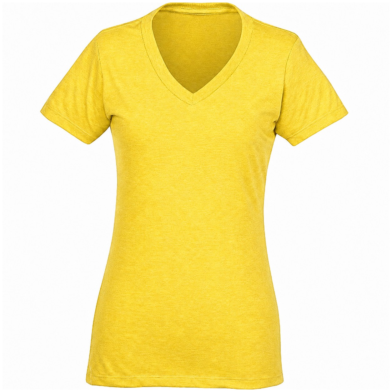 Ladies V Neck Cotton Polyester Tee — Yellow