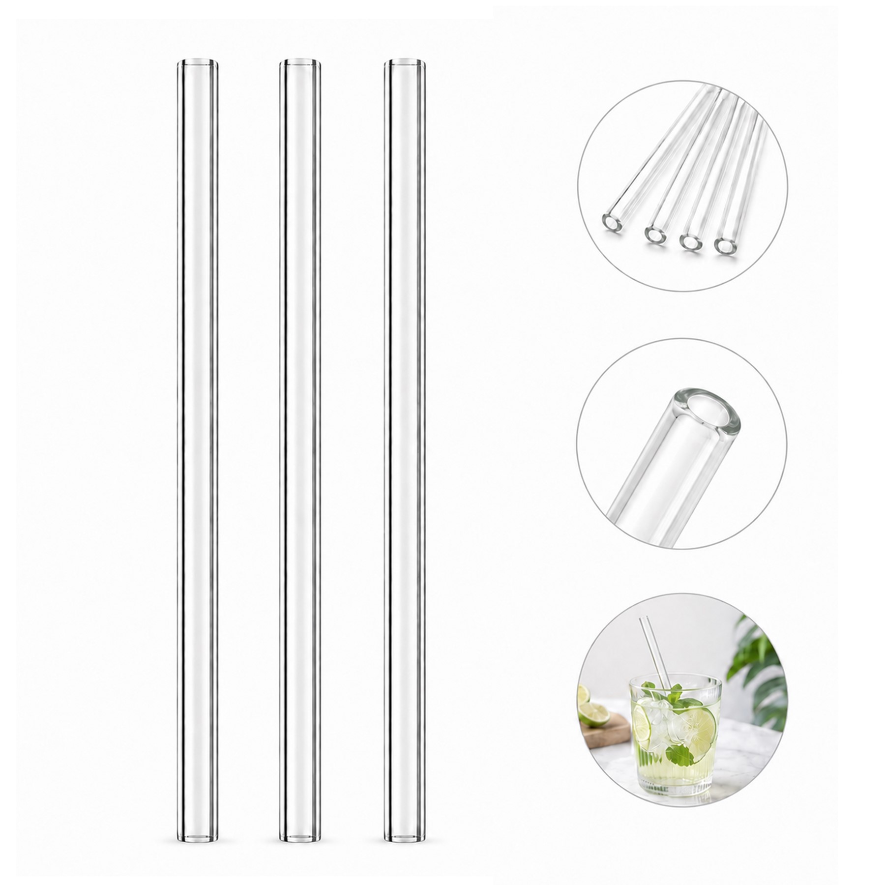 Reusable Heat Resistant Glass Drinking Straw
