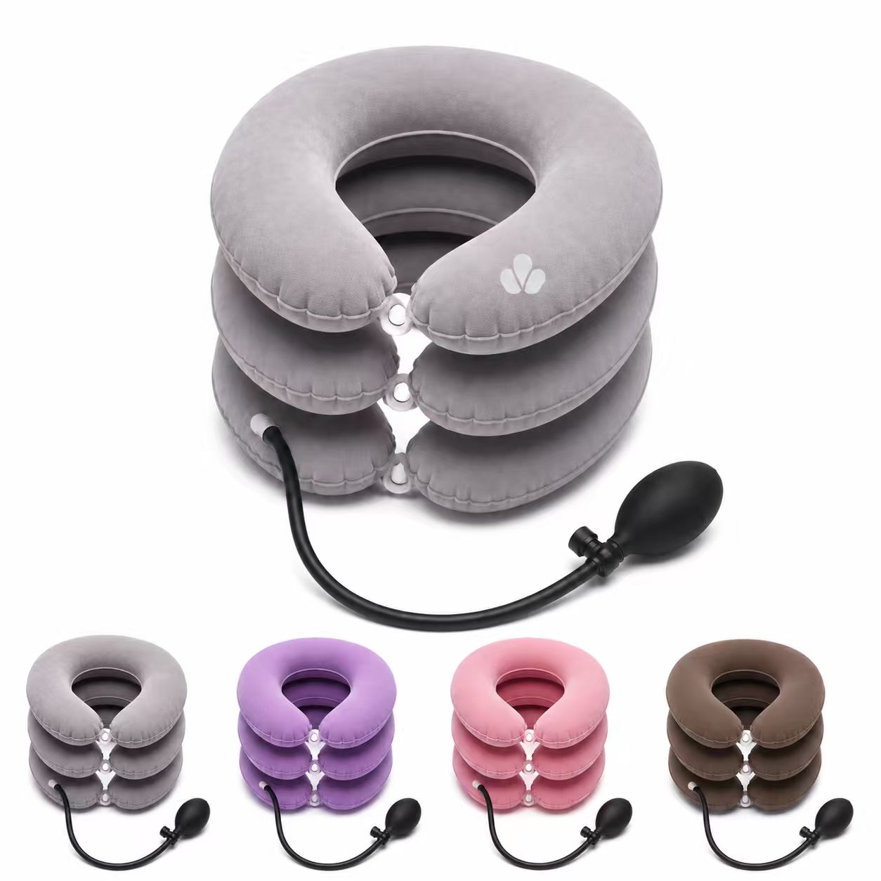 Three Chamber Flannel Inflatable Neck Pillow