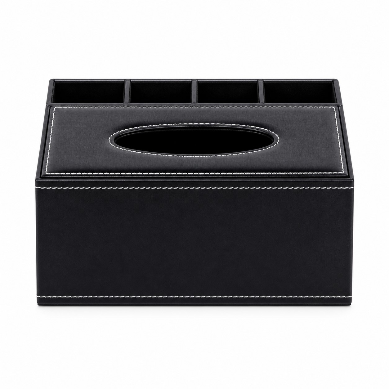 Compartmented PU Leather Tissue Box Organizer — view 2