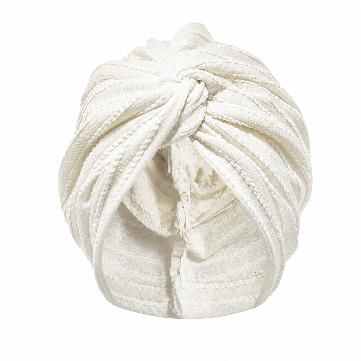 Coral Fleece Pull On Turban Hat — Off White
